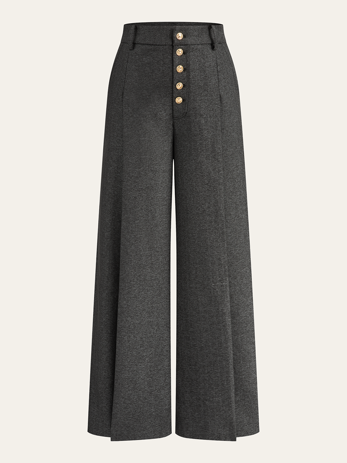 High-Waisted Button-Front Wide-Leg Pants for Women Trendy Casual Fit