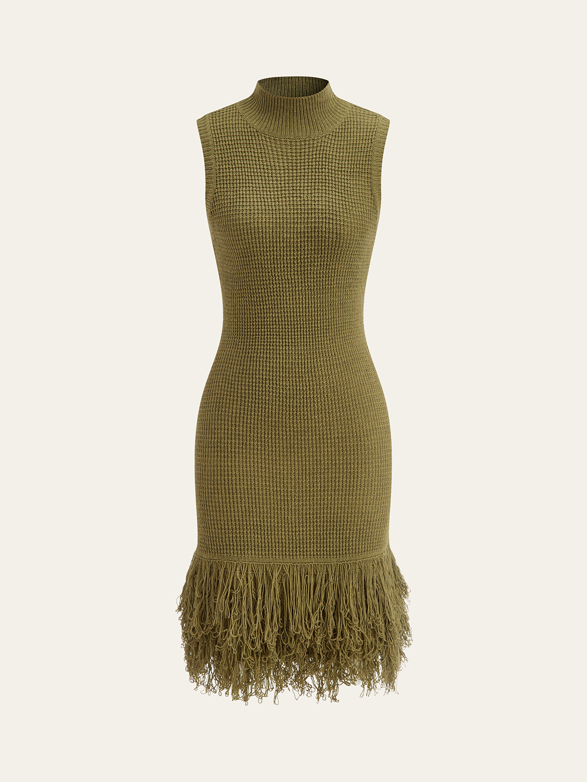 Fringe Hem Sleeveless Knit Dress for Summer Casual Wear