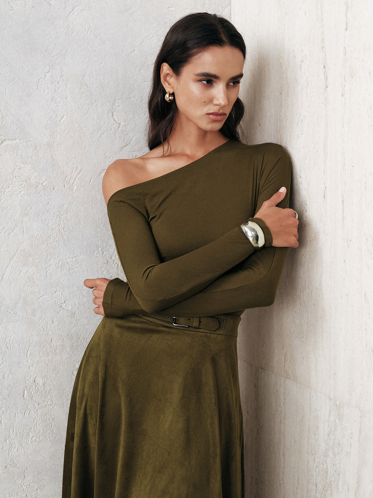 One-Shoulder Long Sleeve Blouse Elegant Women's Evening Top