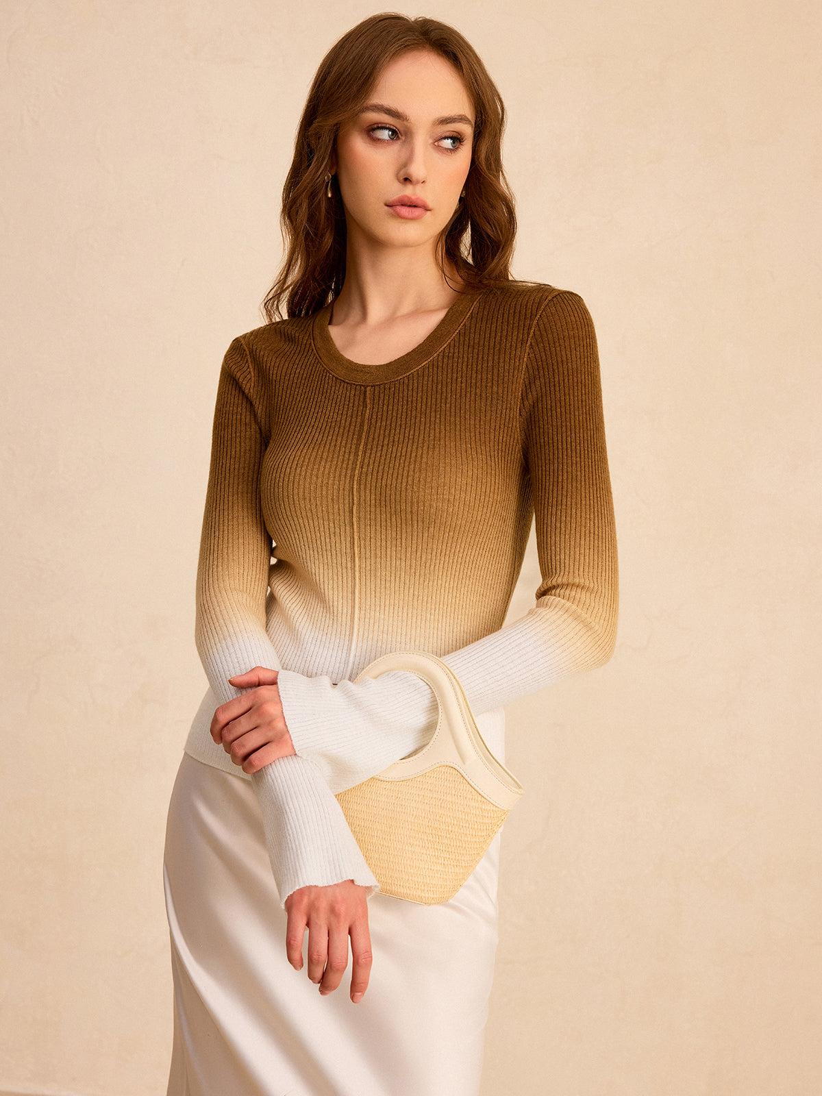 Ombre Slim Knit Top Lightweight Comfortable Fashion Fit
