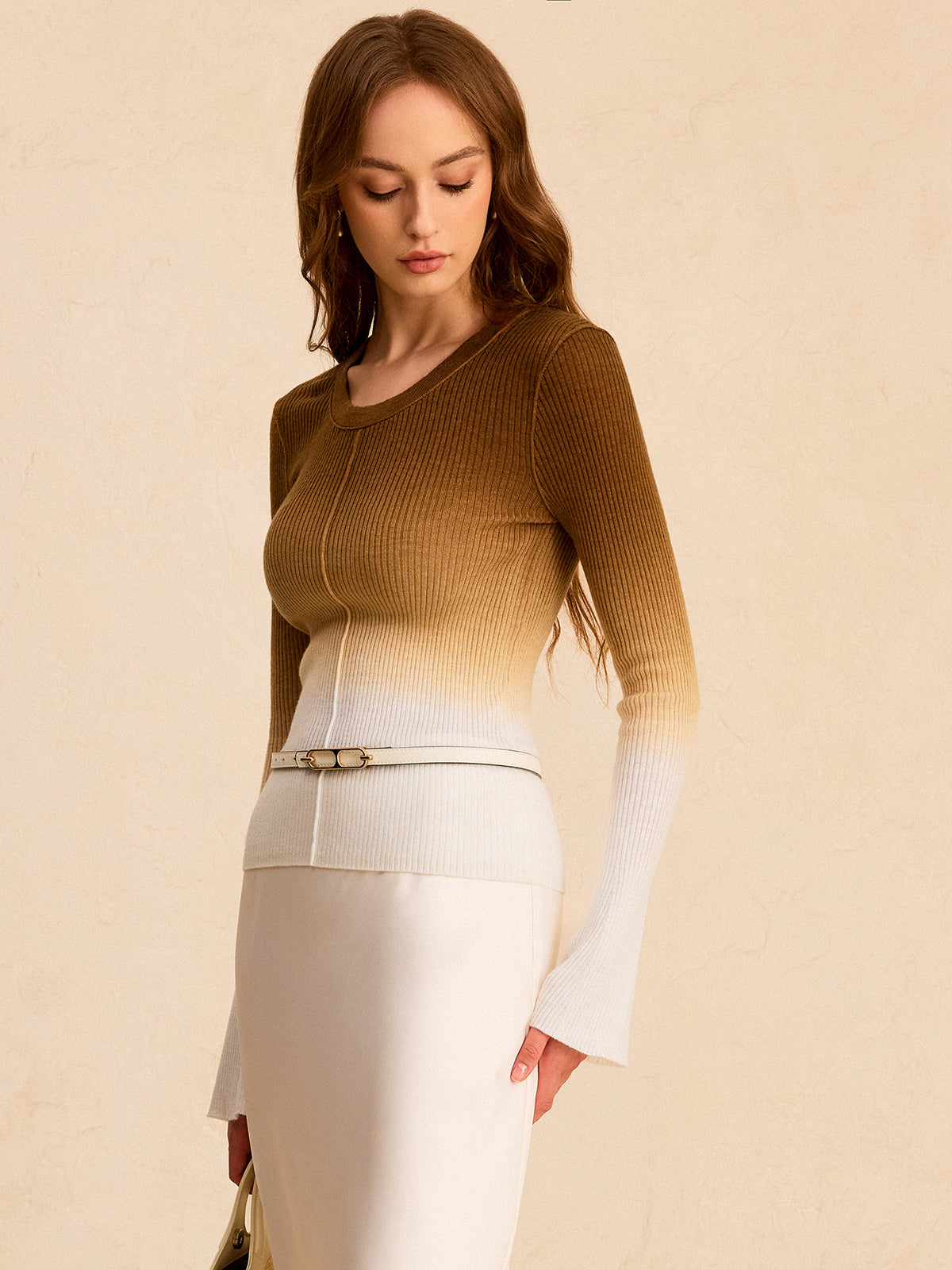 Ombre Slim Knit Top Lightweight Comfortable Fashion Fit