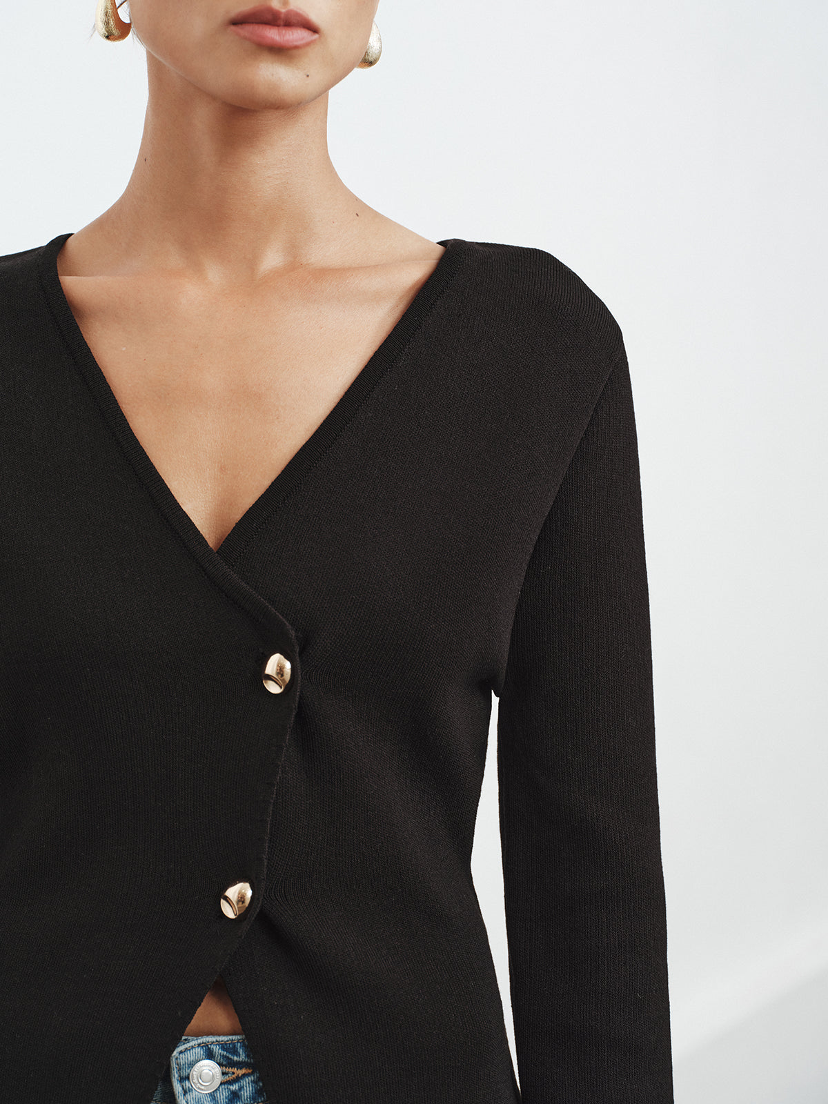 Asymmetric Buttoned Knit Cardigan for Women Winter Essential