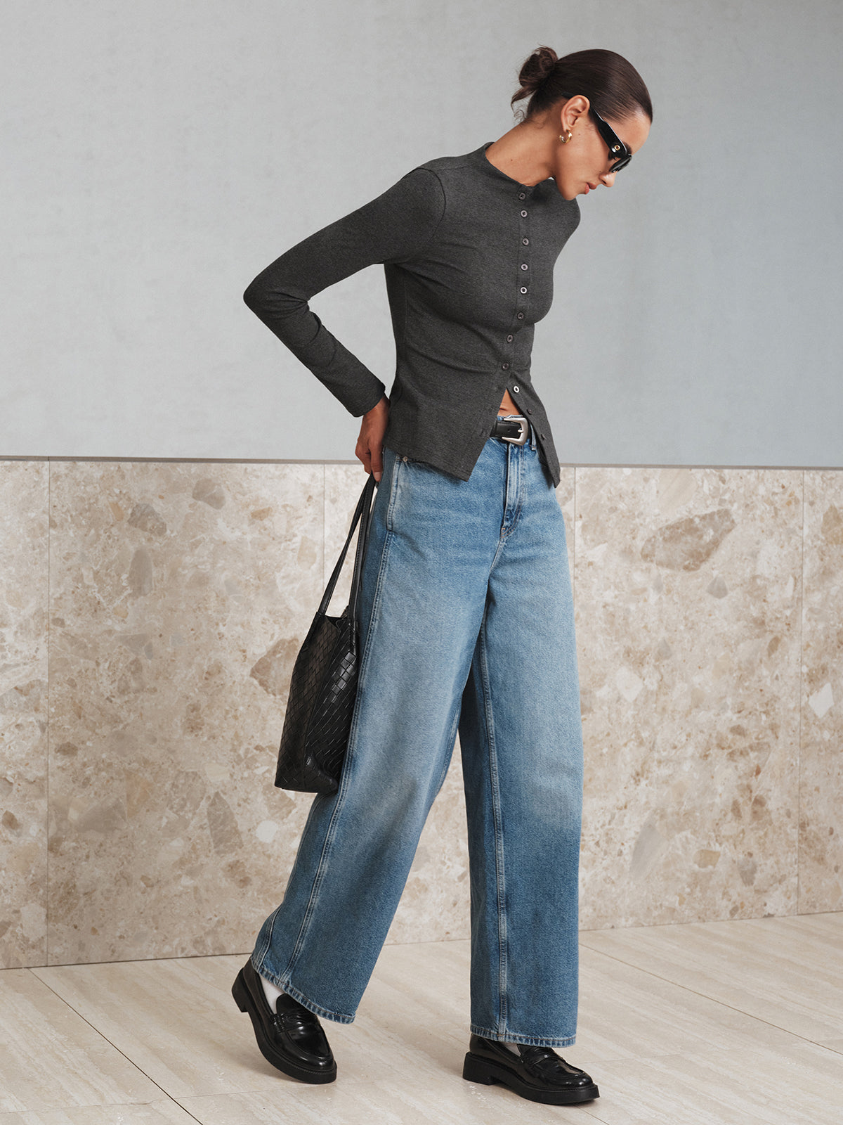 Mock Neck Button Long Sleeve T-Shirt Casual Comfort Fit Pullover