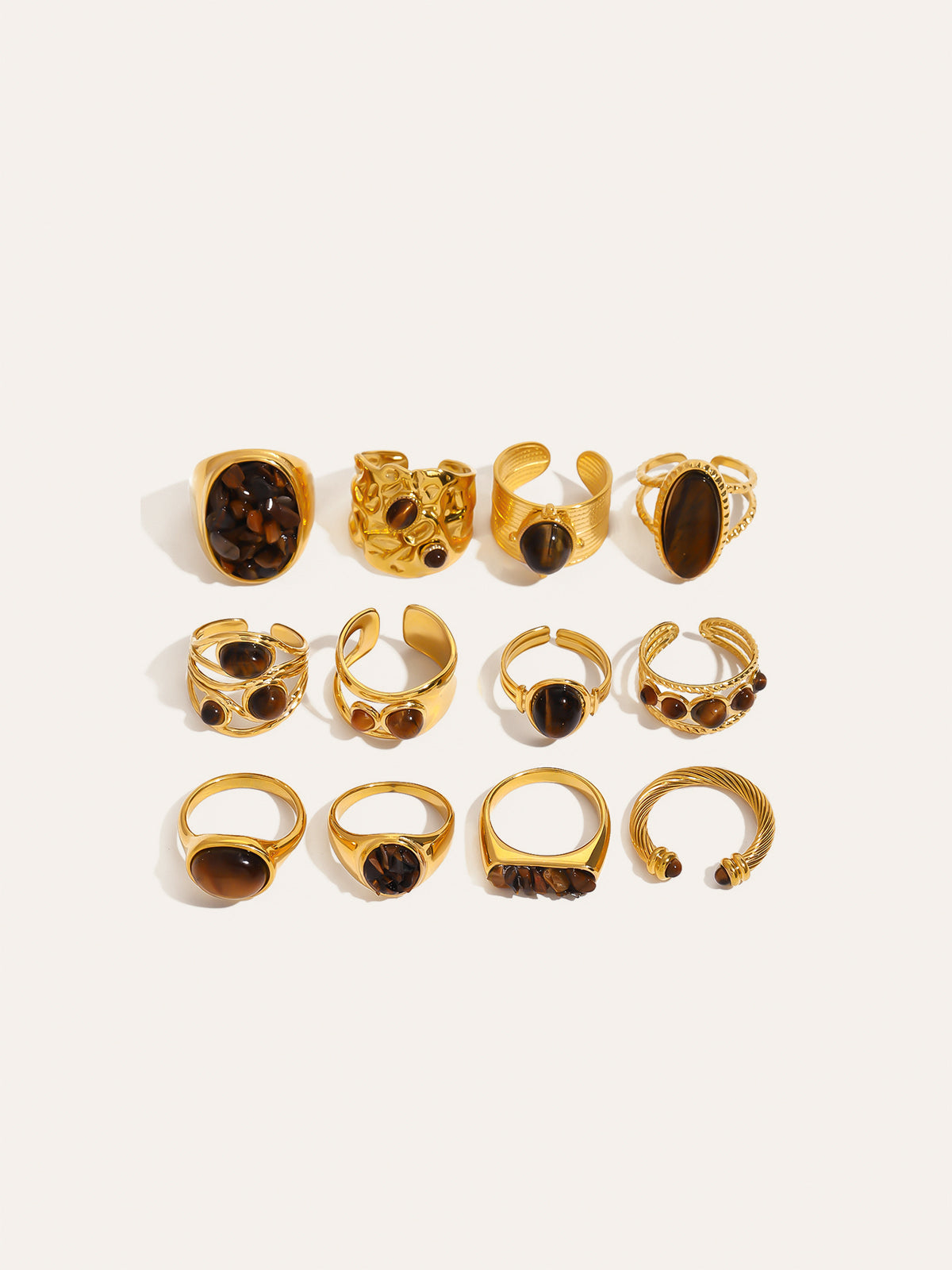 Tiger Eye Stone Titanium Steel Ring Durable Unisex Jewelry Design