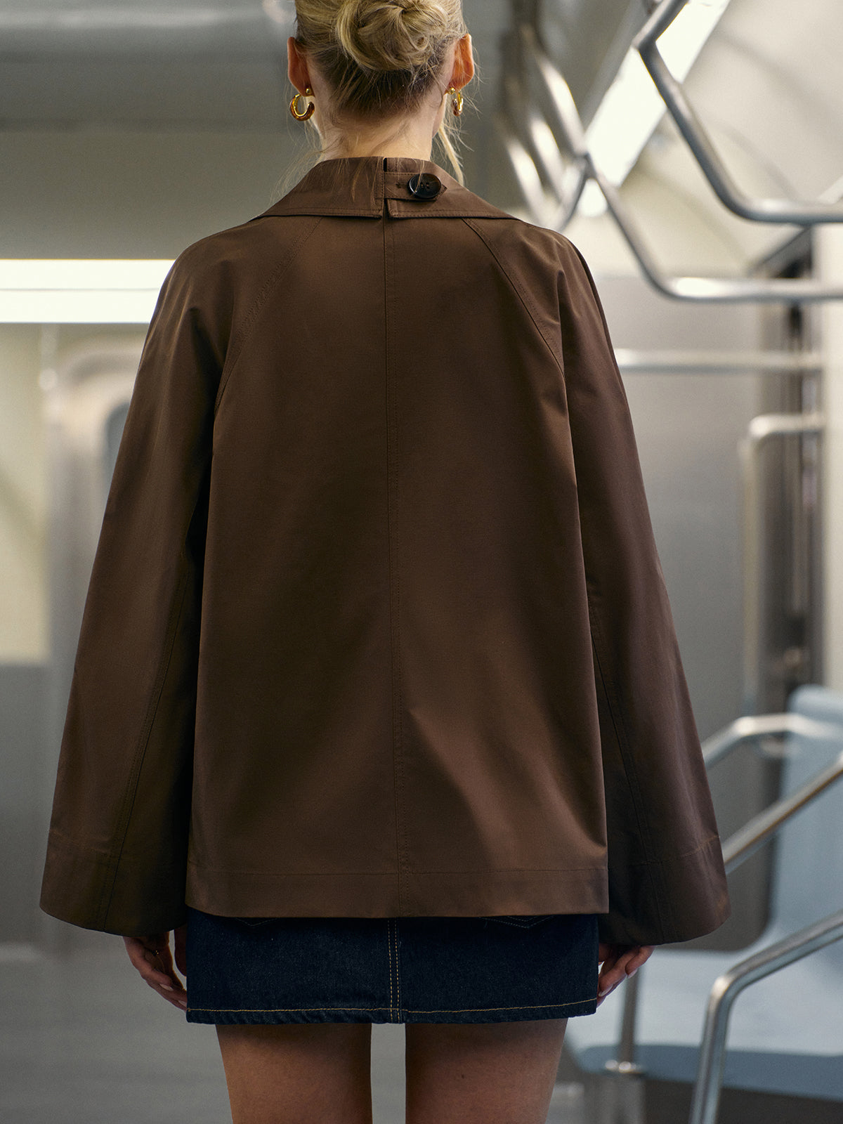 Double-Breasted Trench Coat with Belted Waist Detail