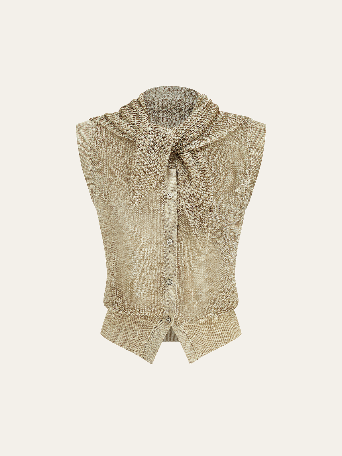 Knit Sleeveless Vest with Matching Scarf Set for Women