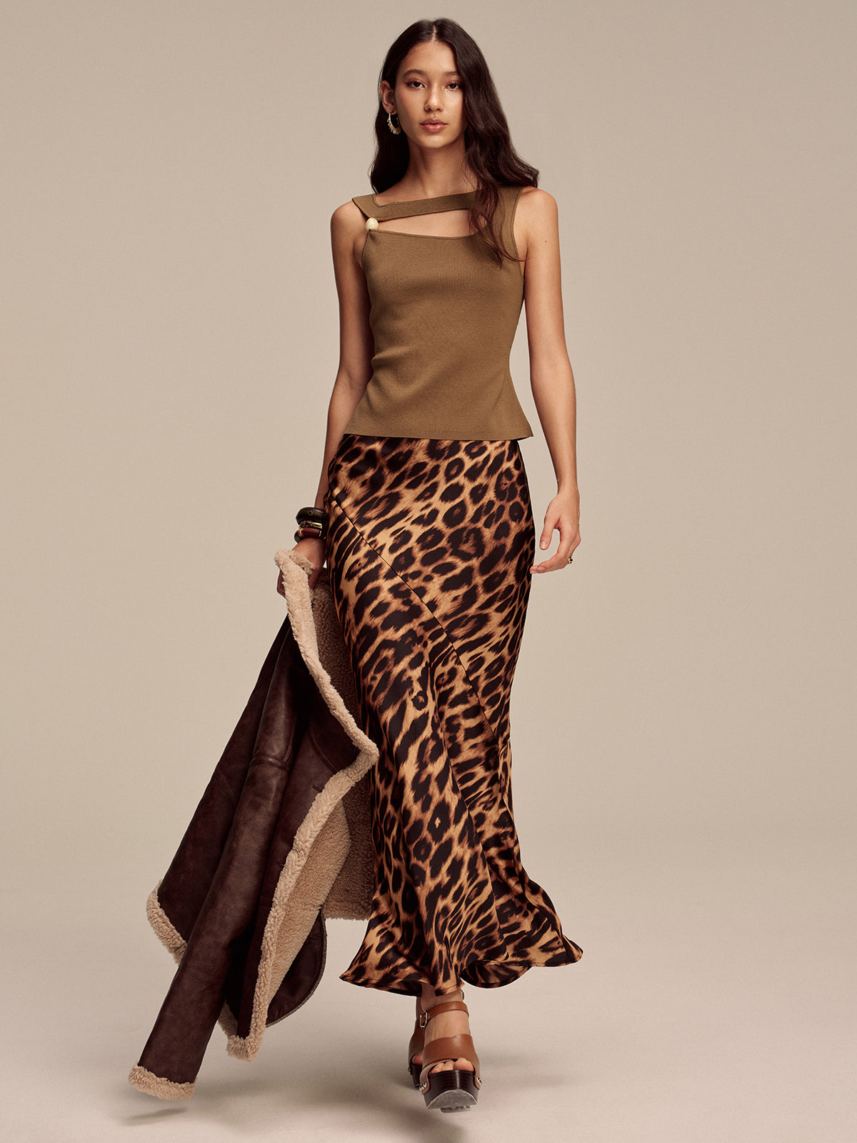 Asymmetric Cut-Out Bead Sweater Vest Trendy Layering Piece