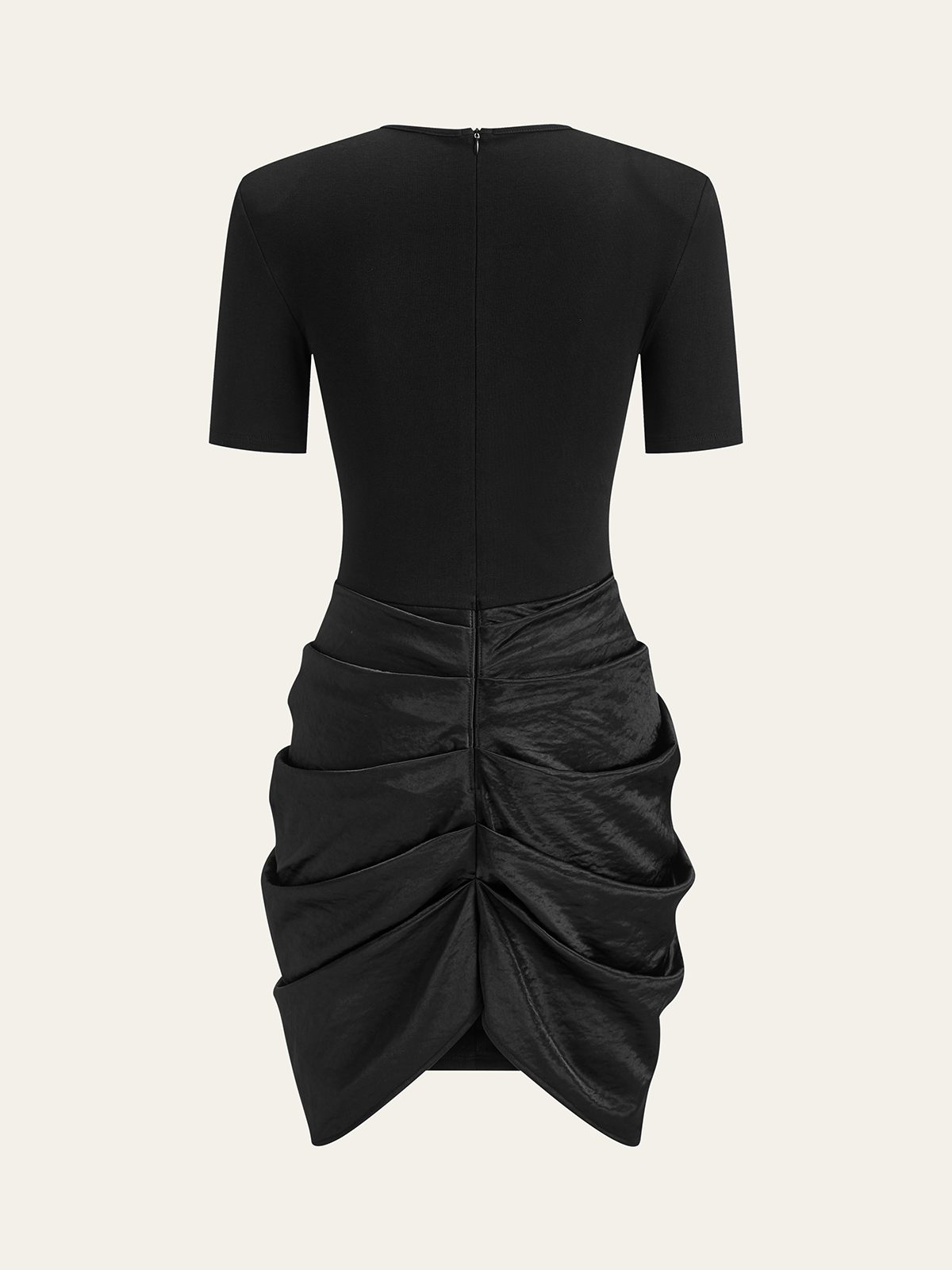 Short Sleeve Ruched Metal Buckle Dress for Women, Elegant Party Wear