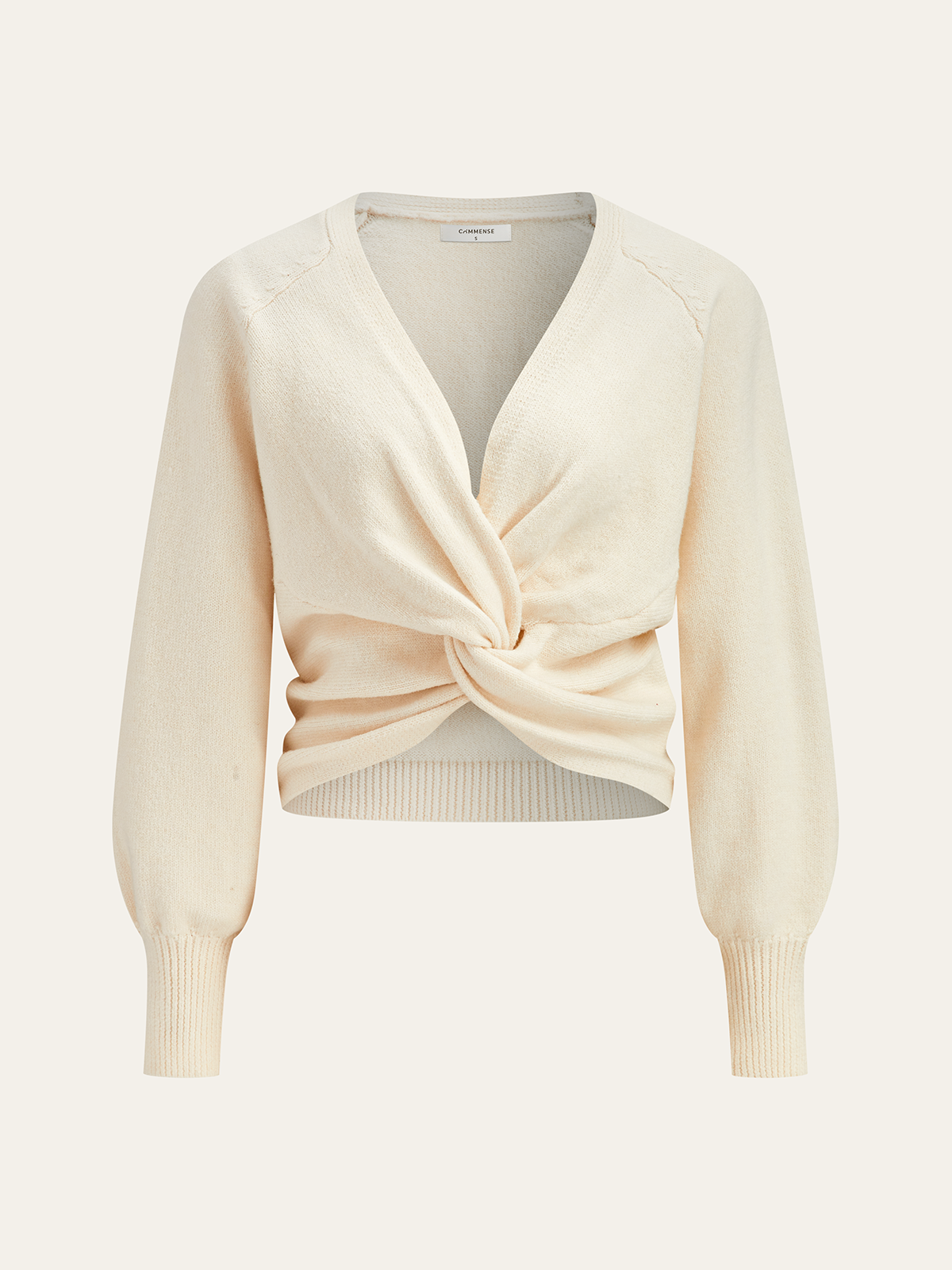 Twist V-Neck Leg-Of Mutton Sleeve Sweater Comfortable Women's Fashion Pullover