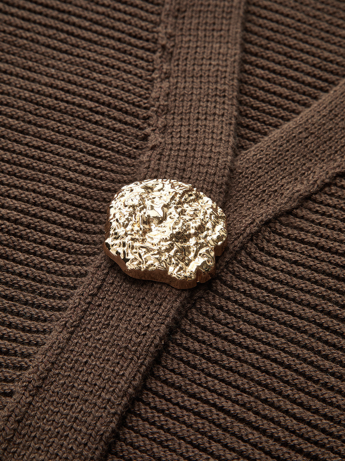 Metal Button V-neck Textured Cardigan - Women's Cozy Fall Sweater