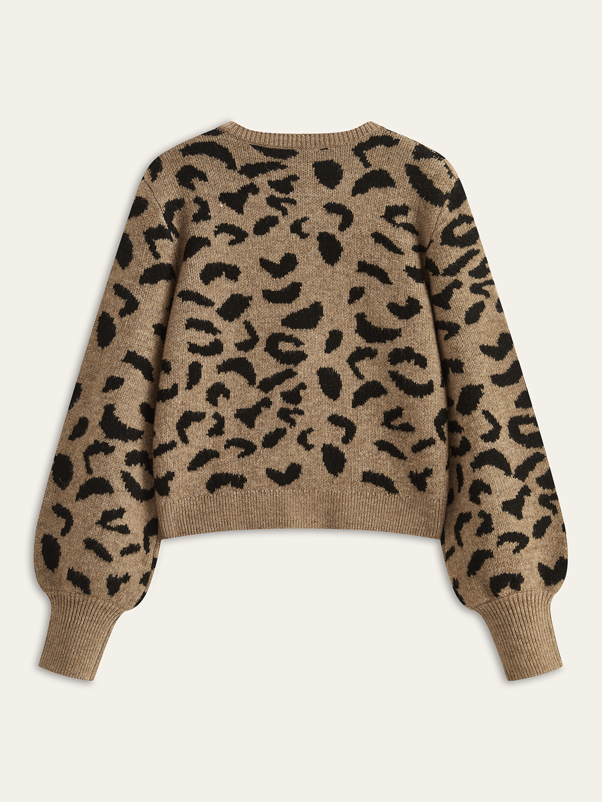 Leopard Bow Tie Knit Top for Women Casual Wear