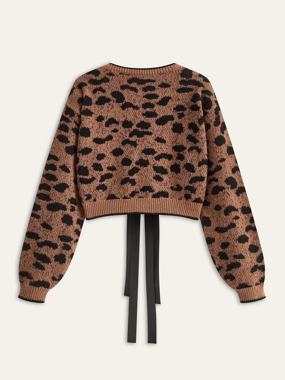Leopard Print Bow Tie Cardigan Classic Women's Knitwear Style