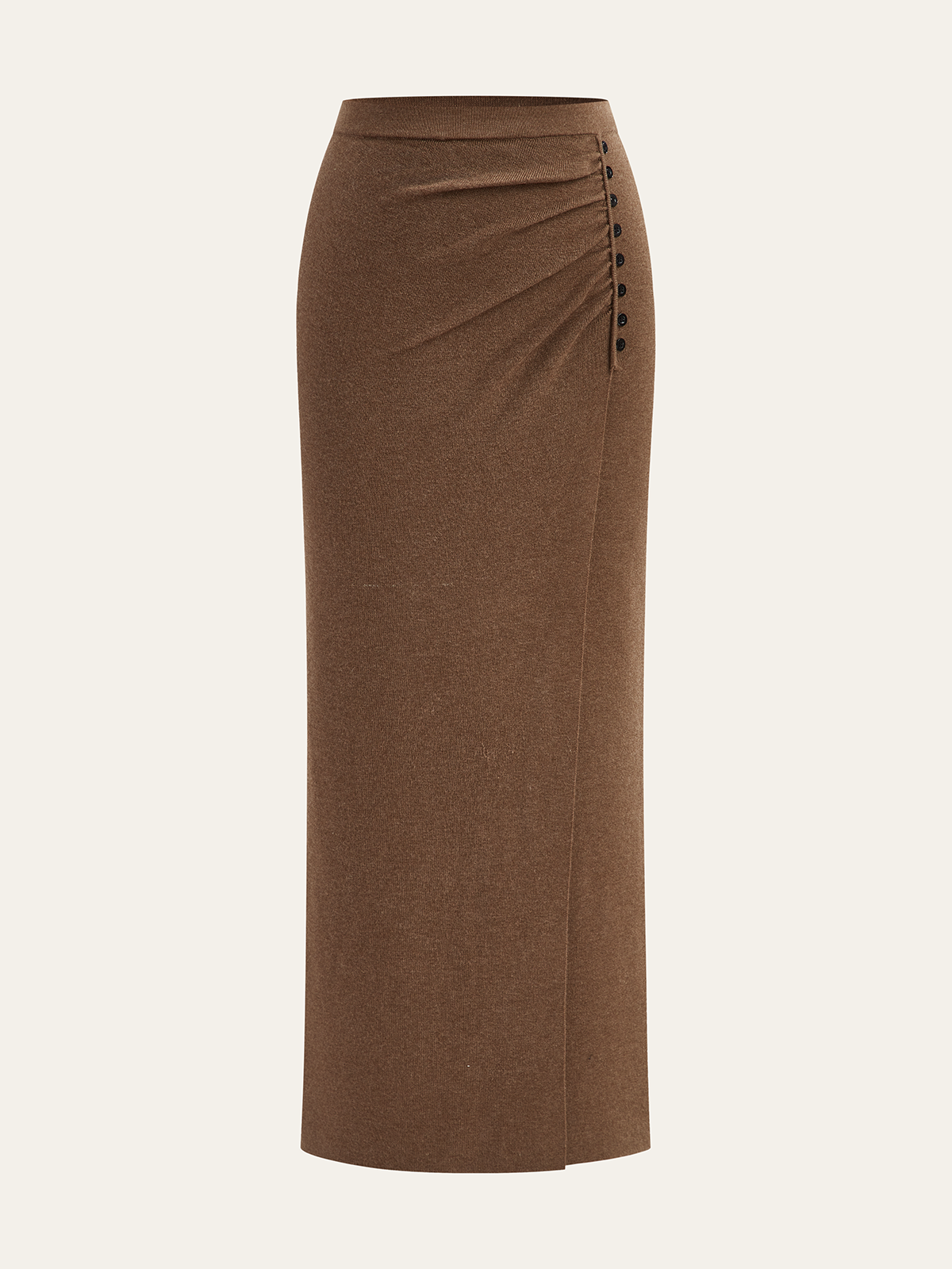 Ruched Side Button Wool Blend Sweater Skirt - Elegant Winter Fashion Essentials