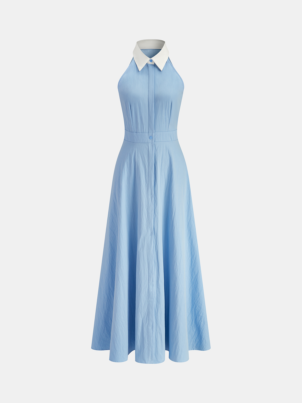 Button Sleeveless Collar Dress for Summer Casual Wear