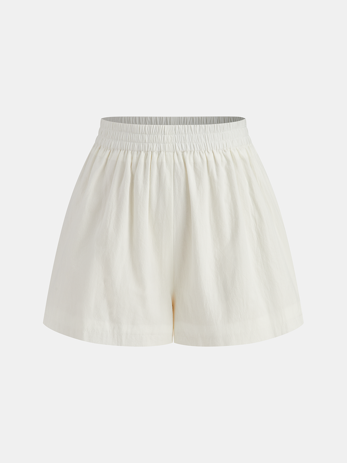 Square Neck Pleated Shorts Set with Belt for Women