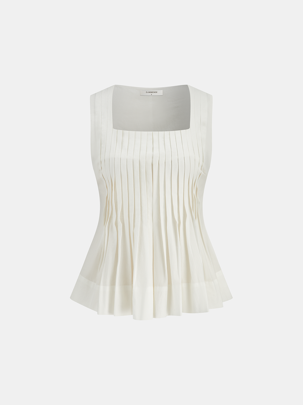 Square Neck Pleated Shorts Set with Belt for Women
