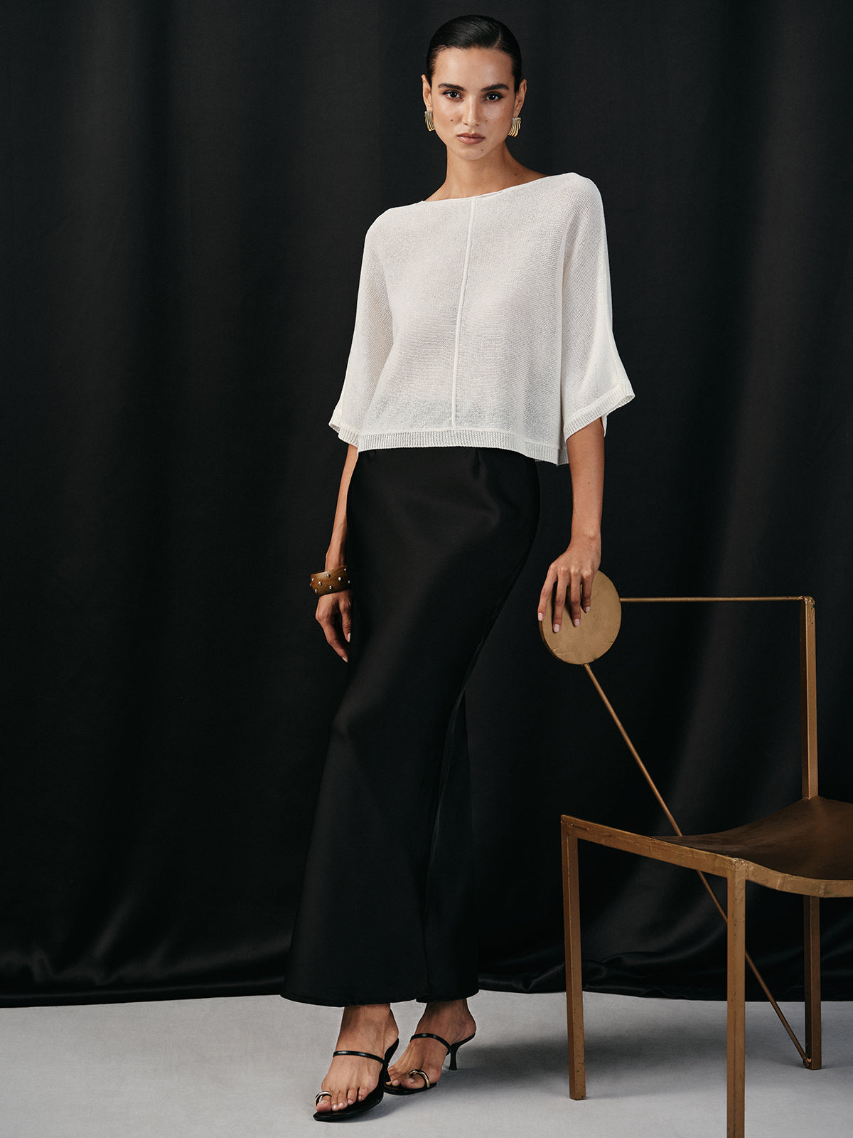 Semi-Sheer Batwing Sweater Lightweight Casual Top
