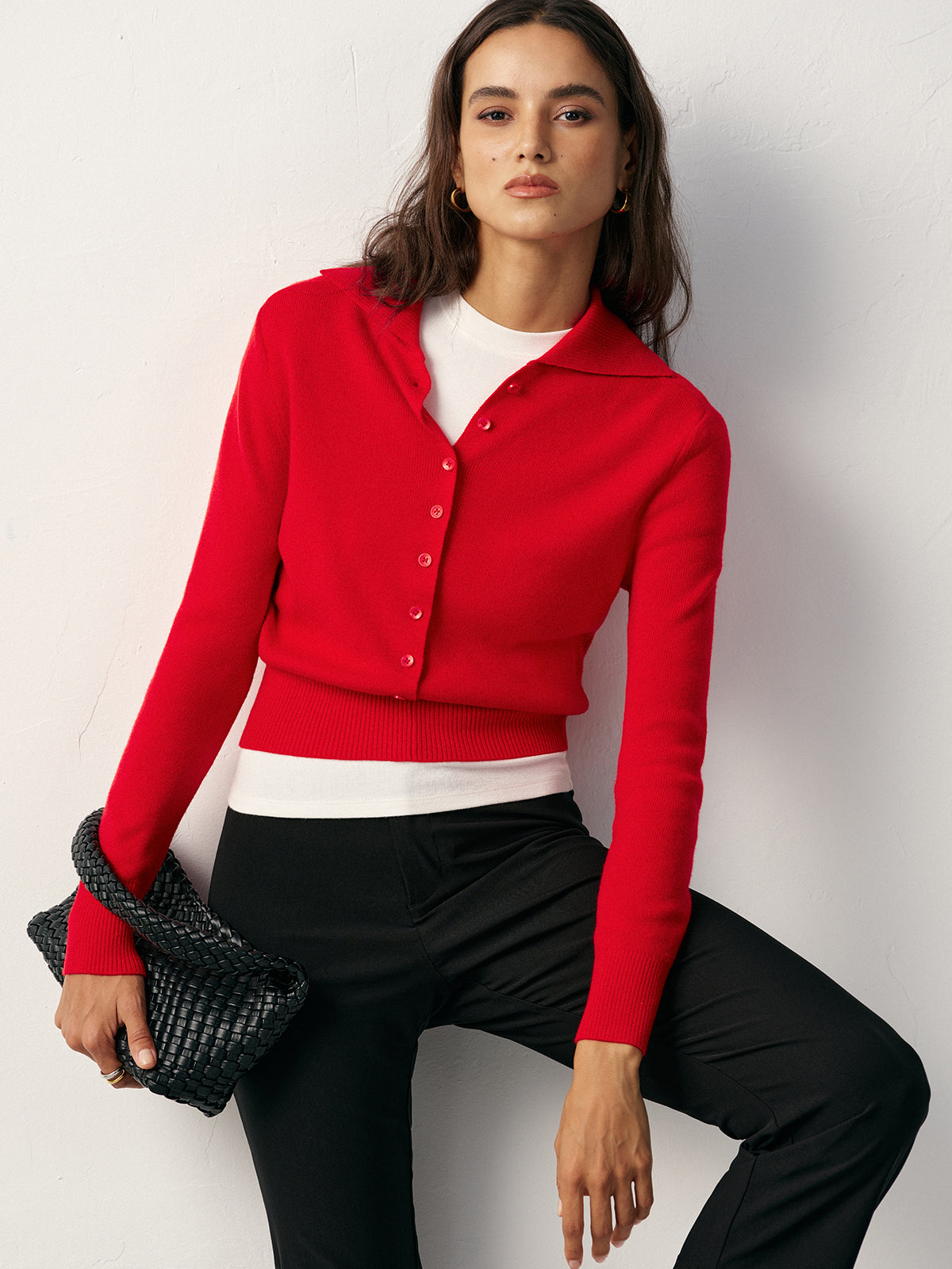 Knit Button Front Collared Top Casual Long Sleeve Sweater