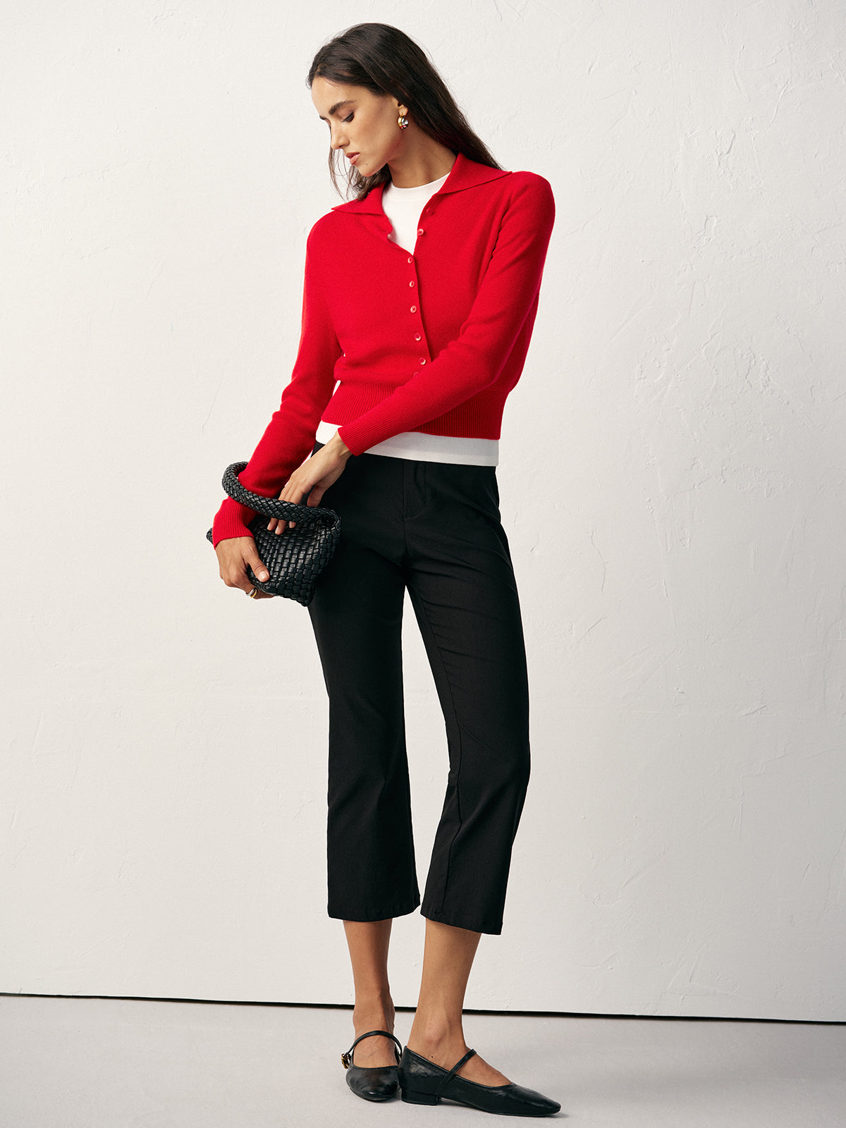 Knit Button Front Collared Top Casual Long Sleeve Sweater