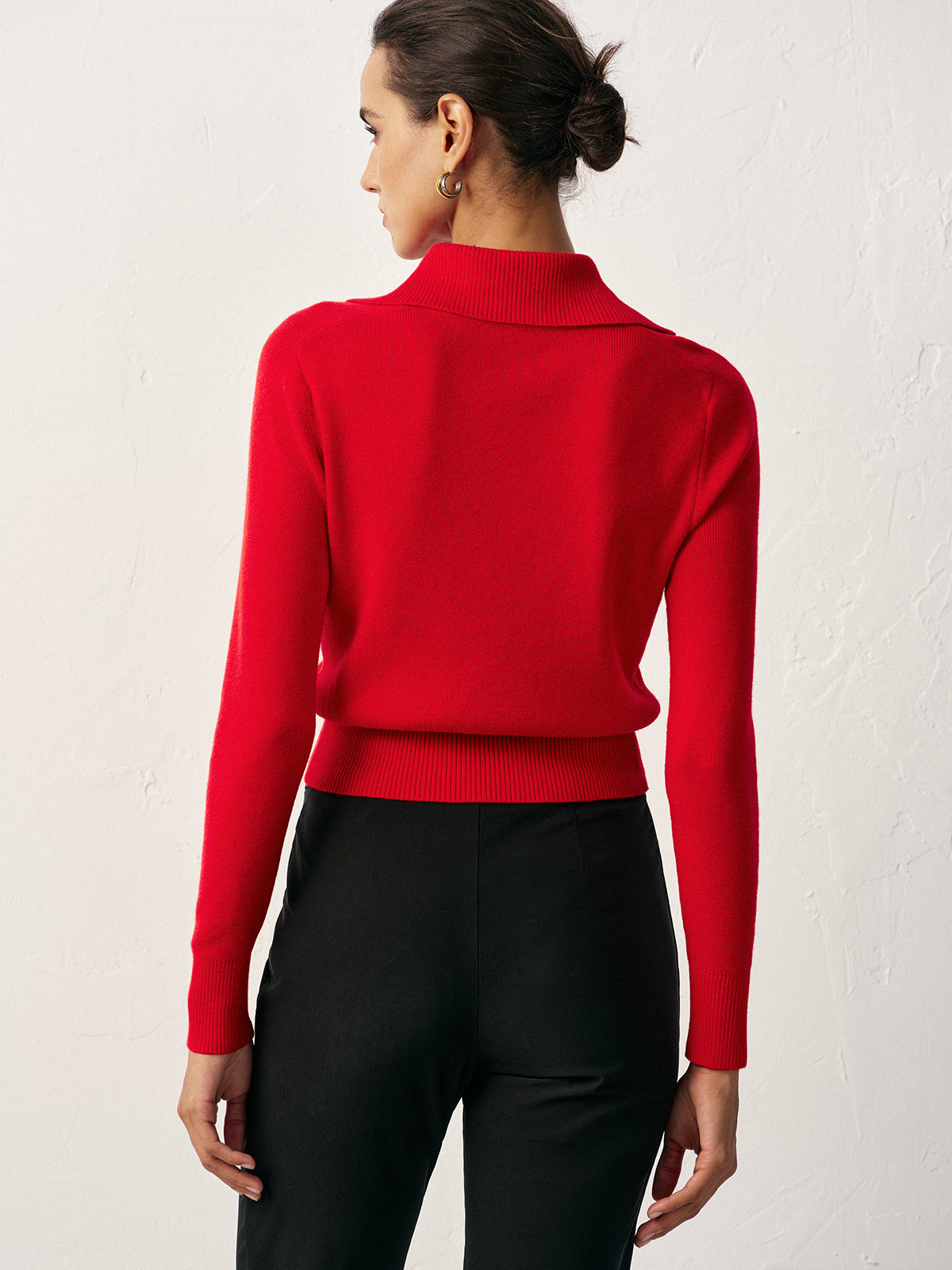 Knit Button Front Collared Top Casual Long Sleeve Sweater