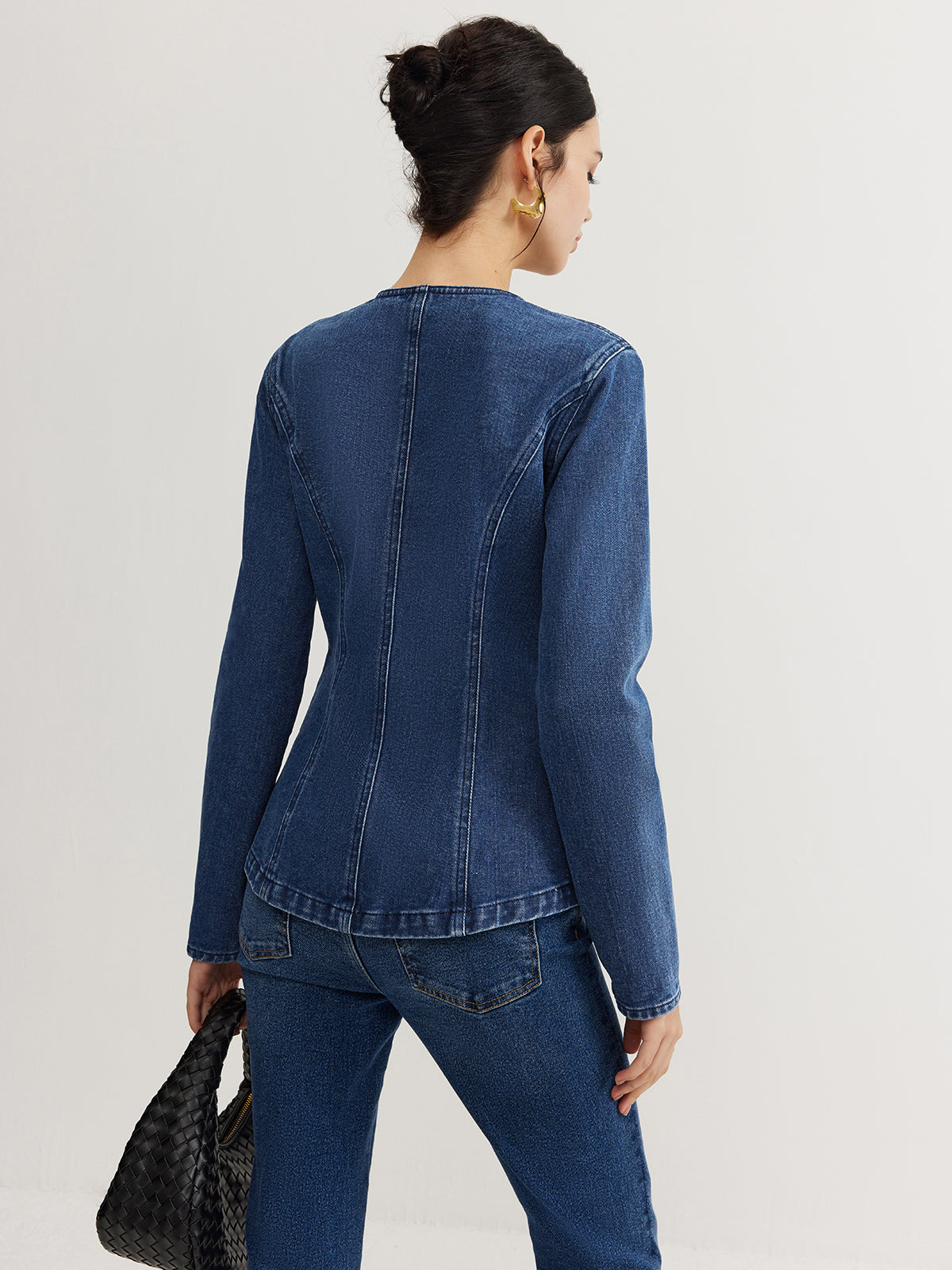 Button Down Denim Slim Jacket for Men Classic Style