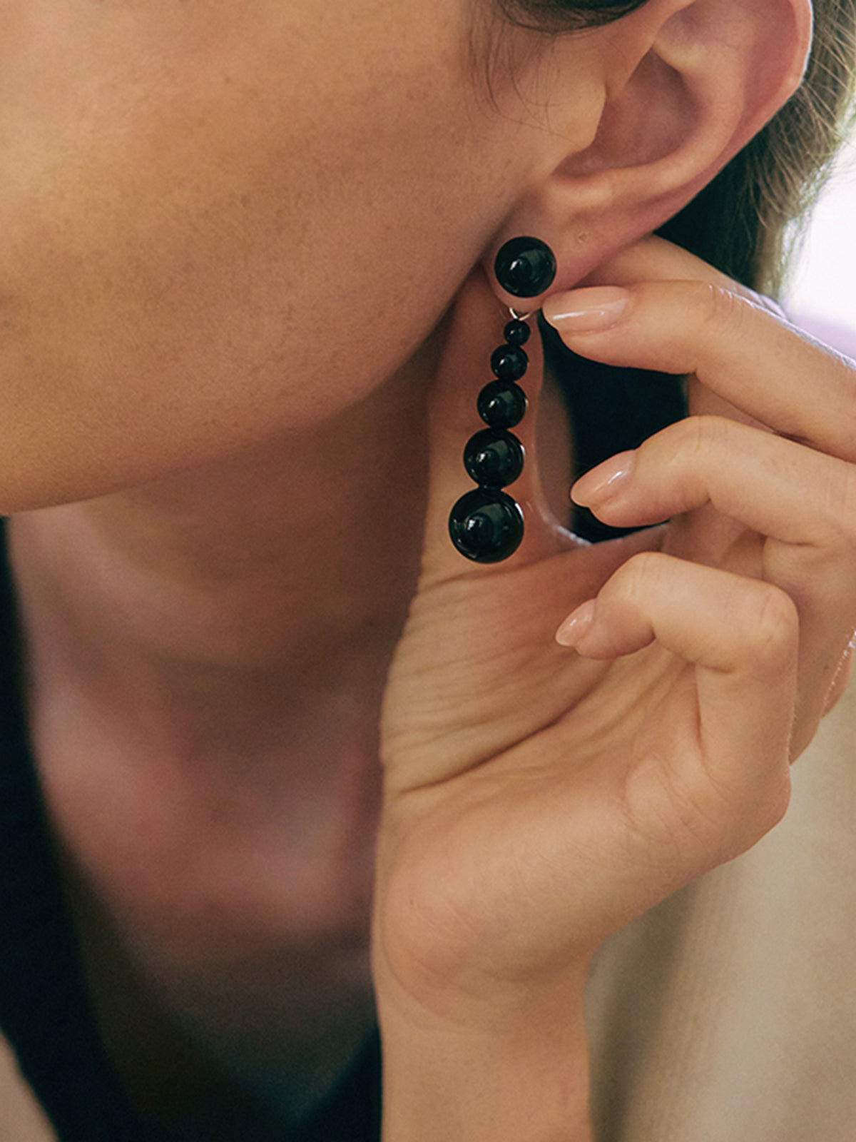 Agate Bead Drop Earrings, Handmade Unique Gemstone Jewelry