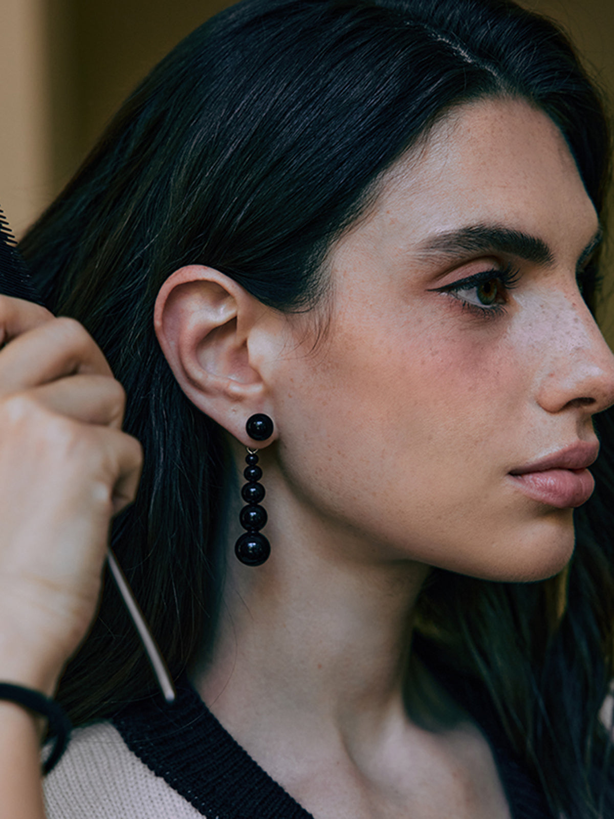 Agate Bead Drop Earrings, Handmade Unique Gemstone Jewelry