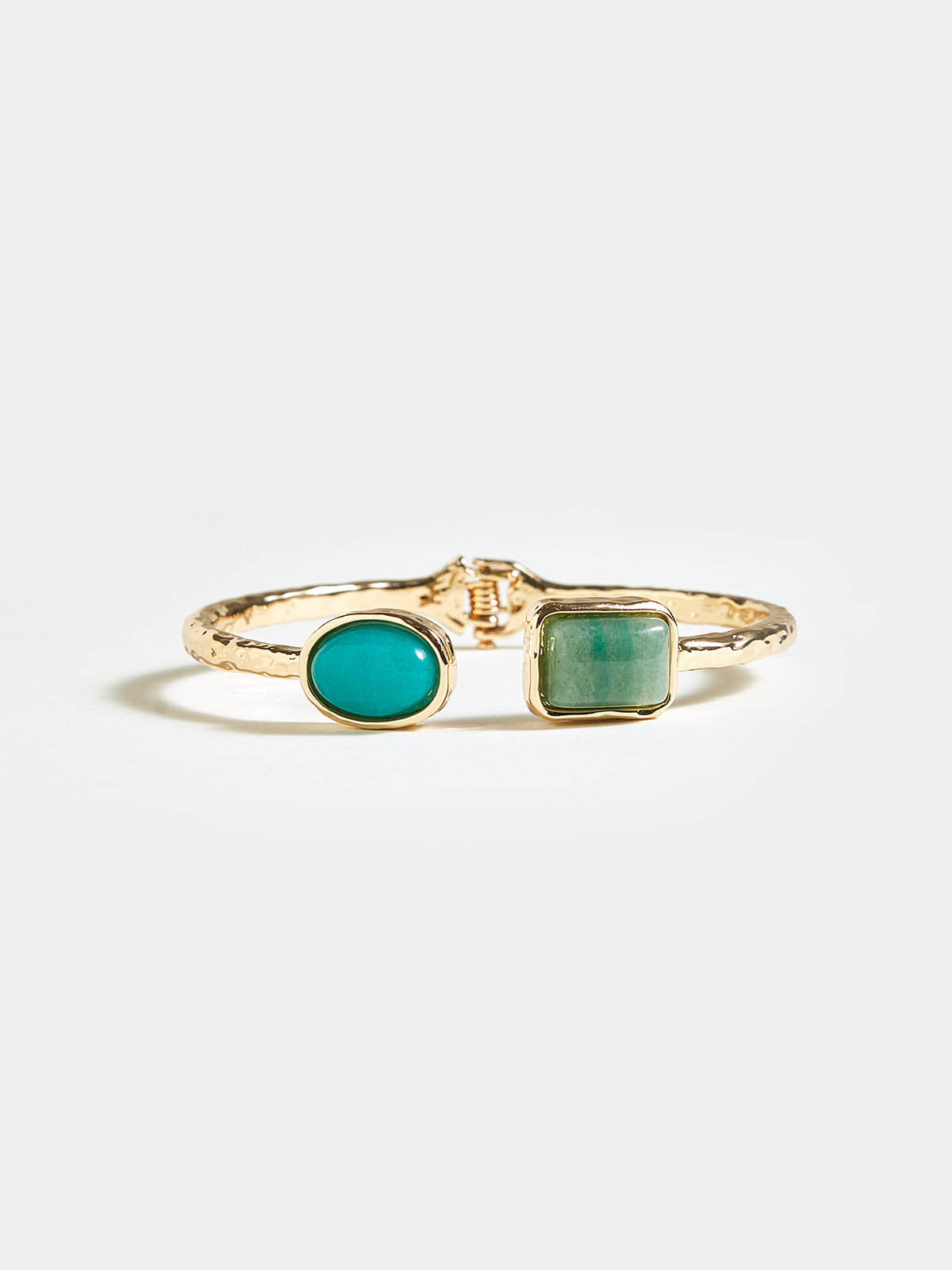 Hammered Turquoise Bracelet for Women, Handcrafted Metal Jewelry