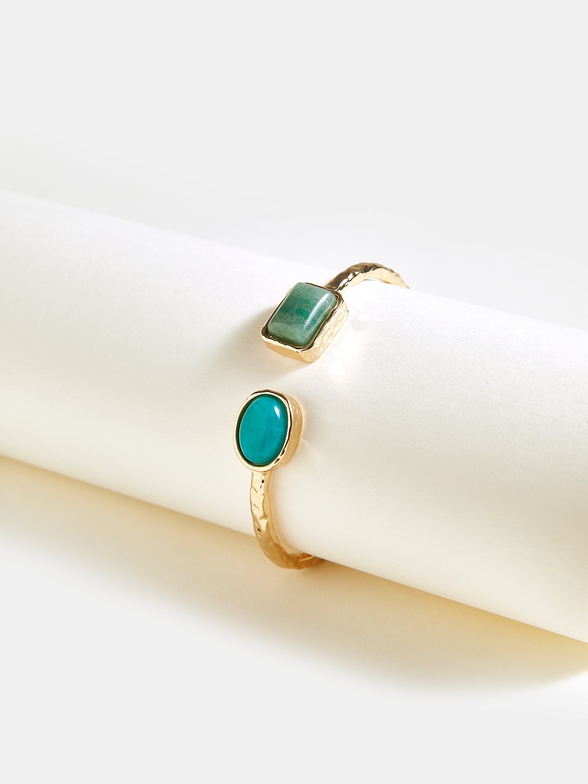 Hammered Turquoise Bracelet for Women, Handcrafted Metal Jewelry