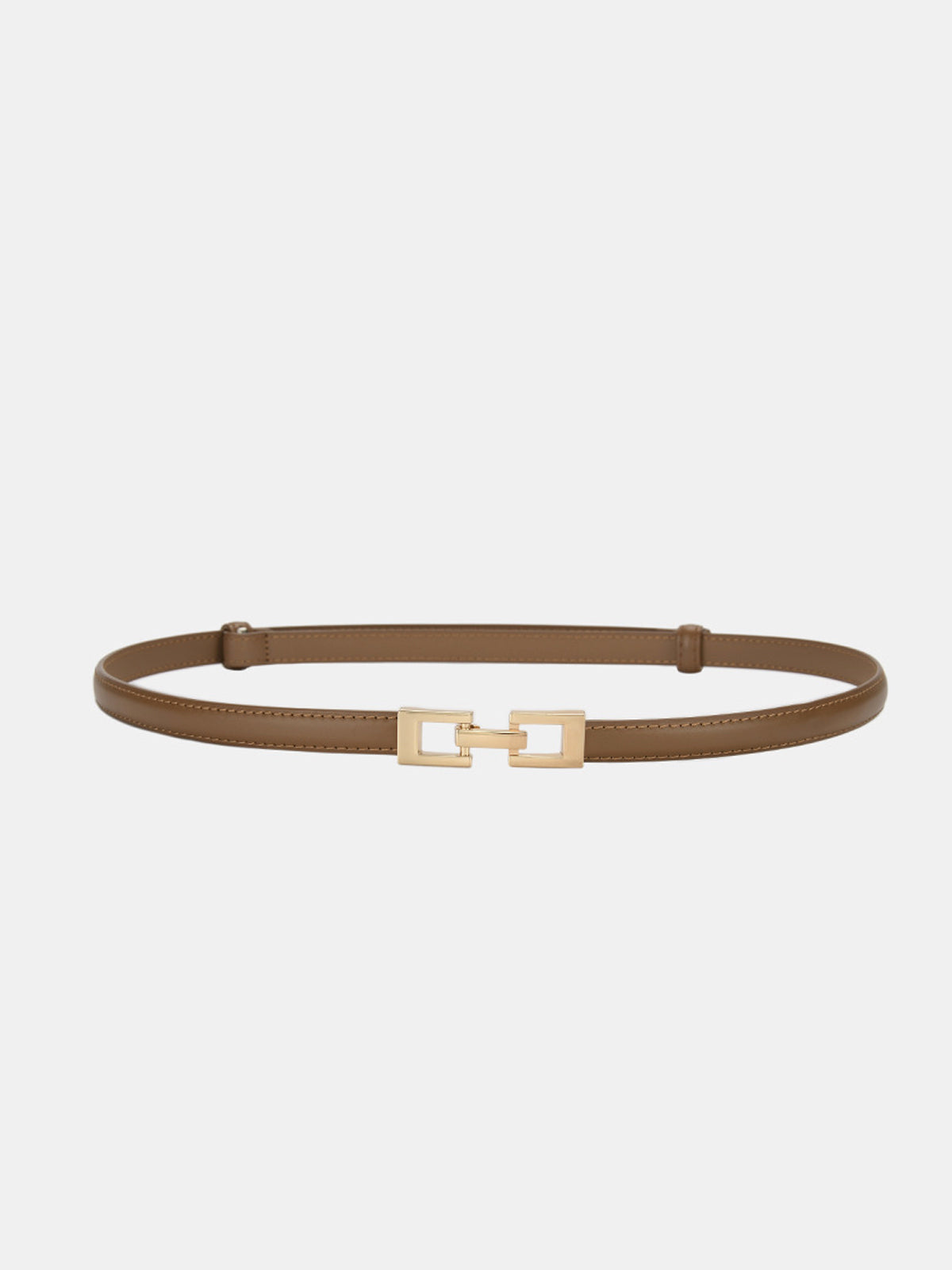 Square Buckle Slim Leather Belt for Men and Women Handcrafted