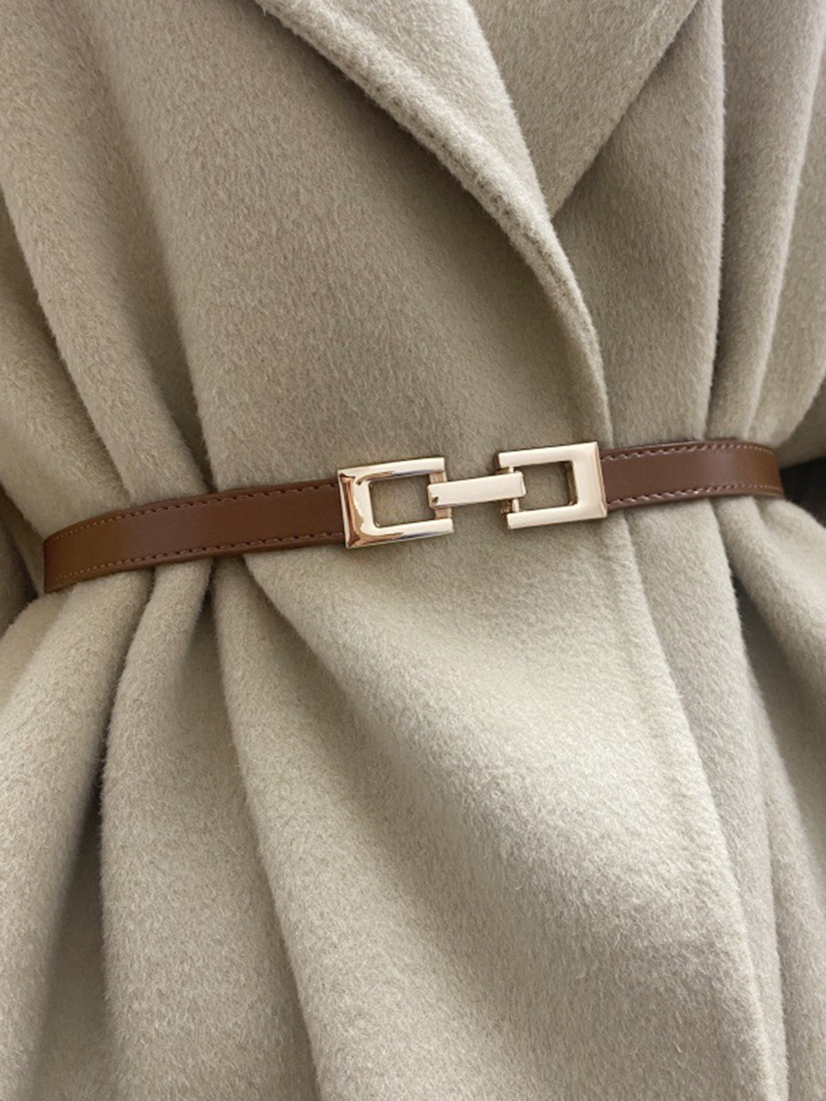 Square Buckle Slim Leather Belt for Men and Women Handcrafted