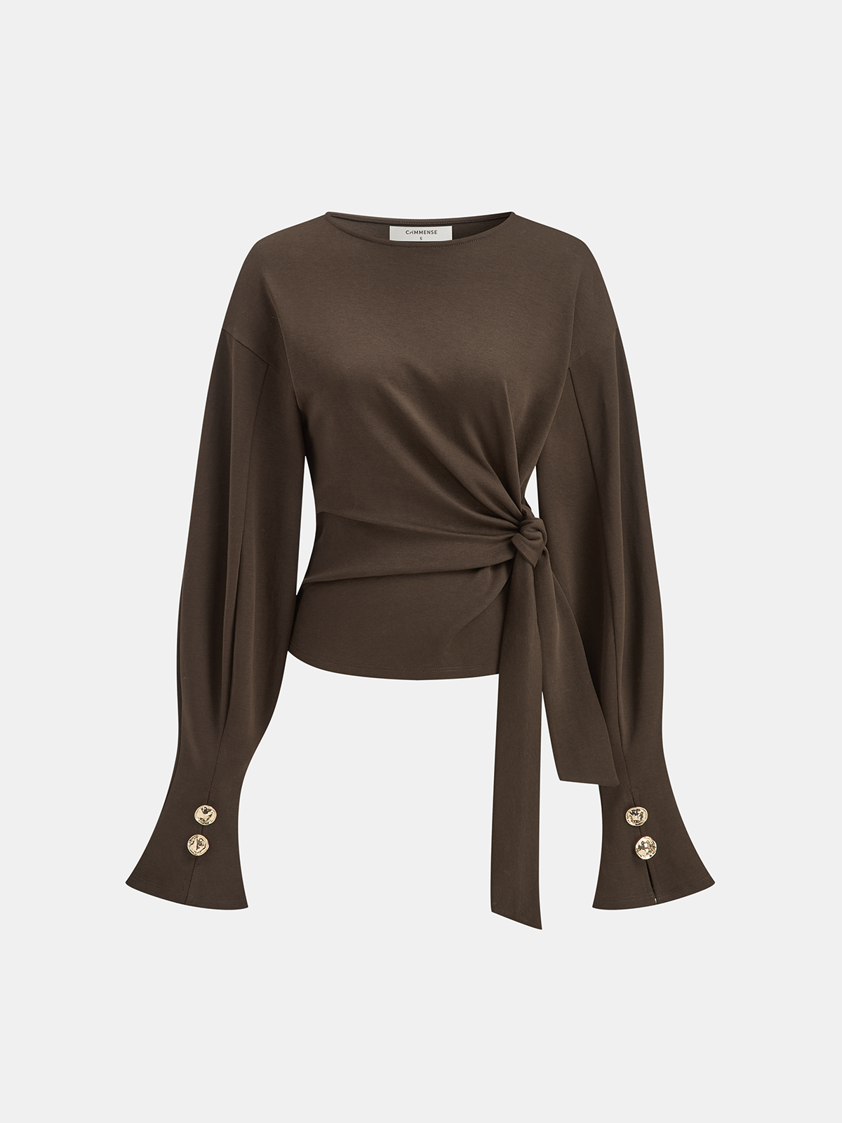 Twist Knot Balloon Sleeve Sweatshirt - Casual Women's Stylish Top Pullover