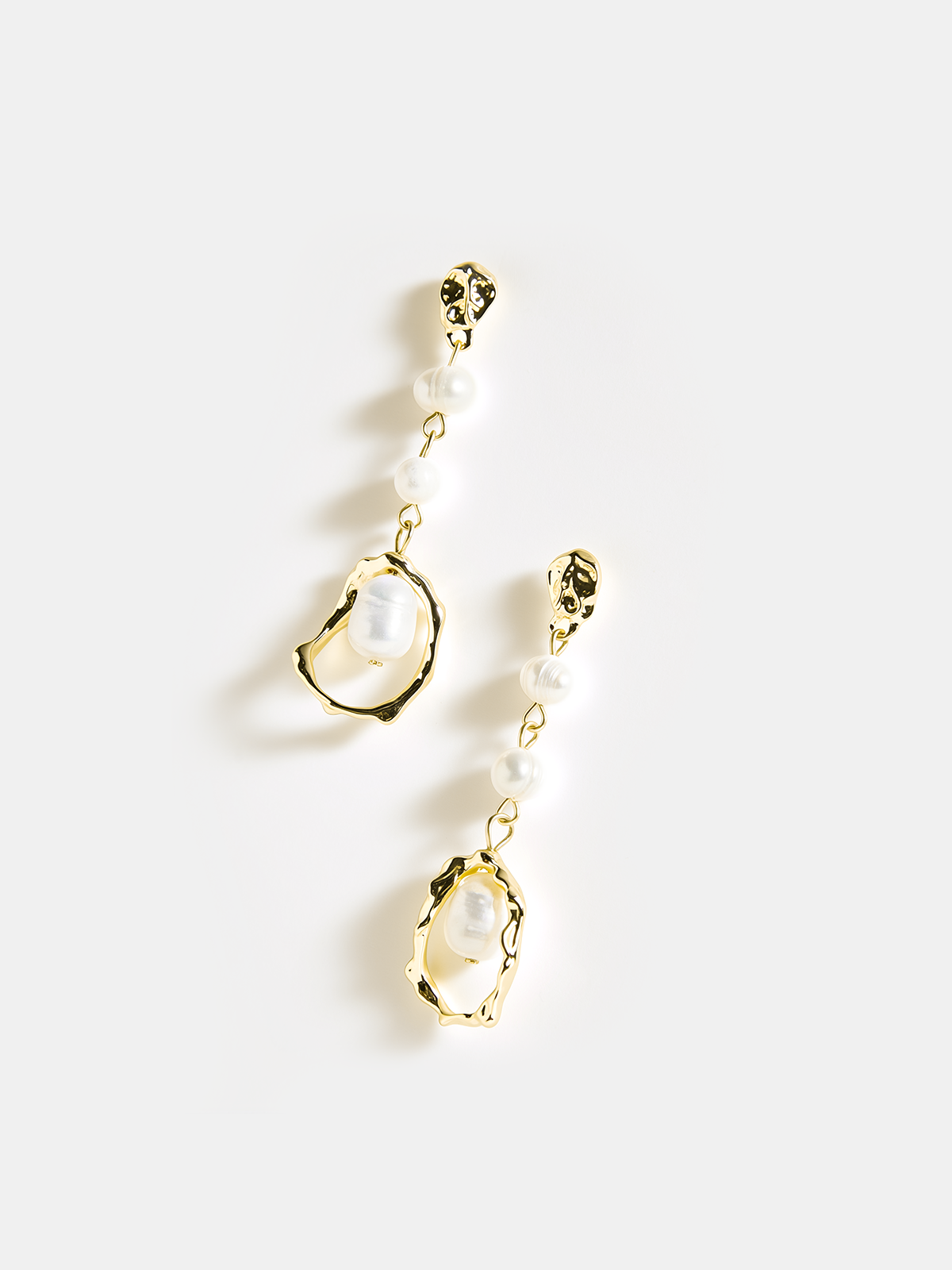 Pearl Golden Dangle Earrings Handcrafted Elegant Bridal Jewelry
