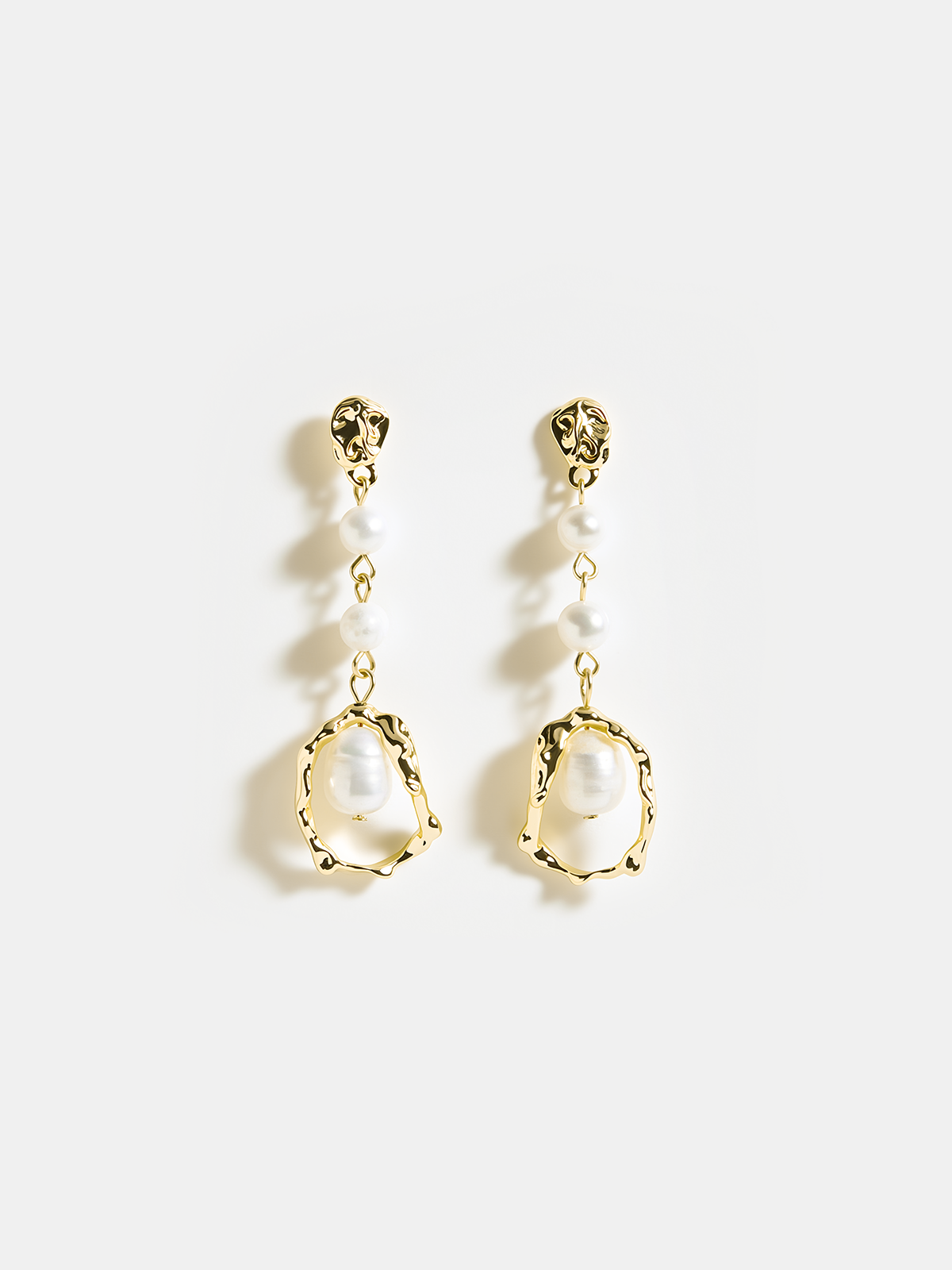 Pearl Golden Dangle Earrings Handcrafted Elegant Bridal Jewelry
