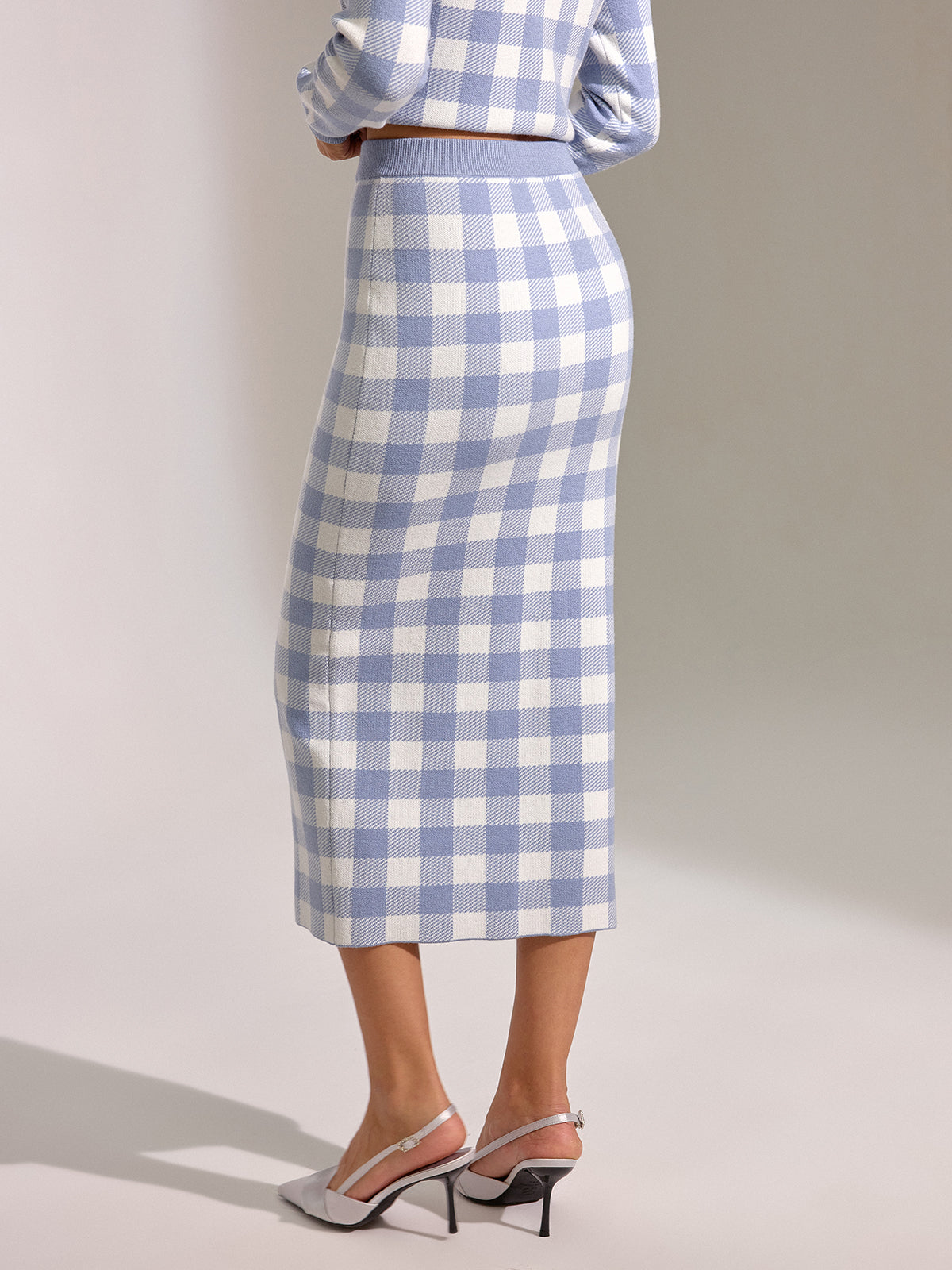Vintage Plaid Wool Blend Sweater Skirt Cozy Winter Apparel