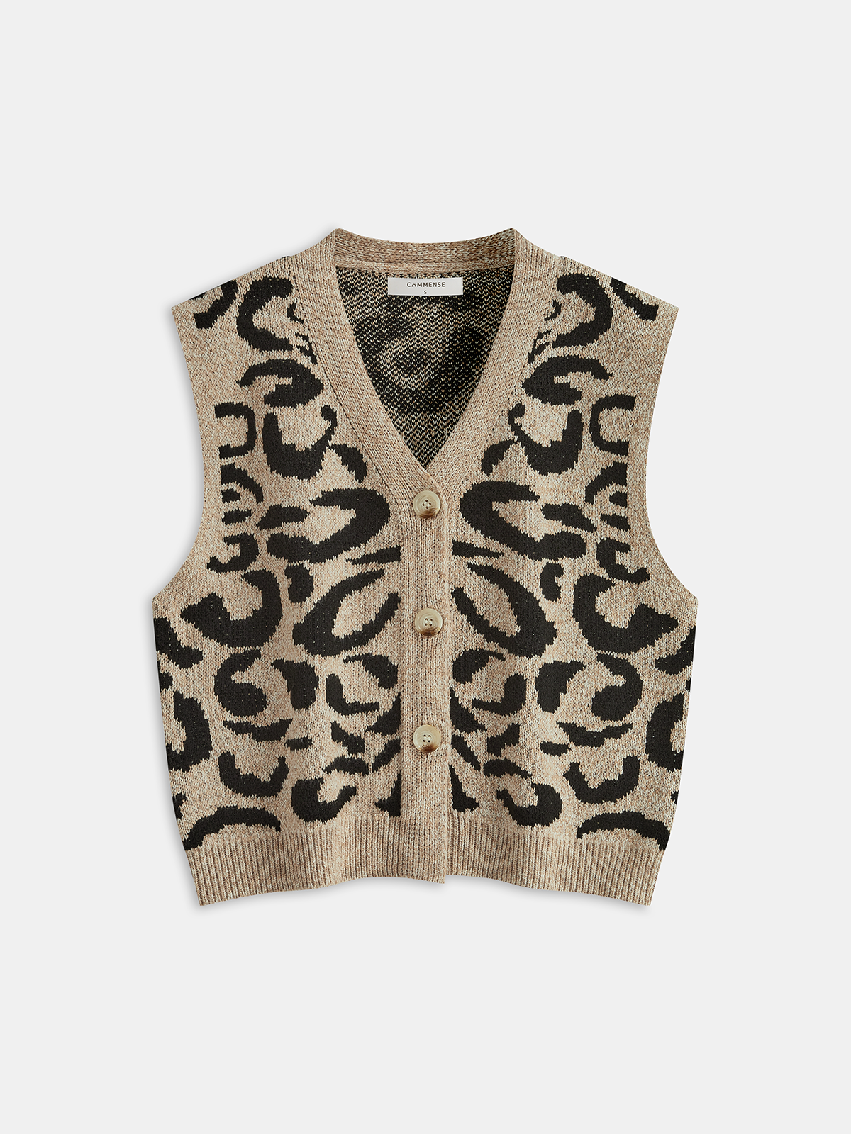 Leopard Print Wool Blend Sweater Vest for Women Casual Layering