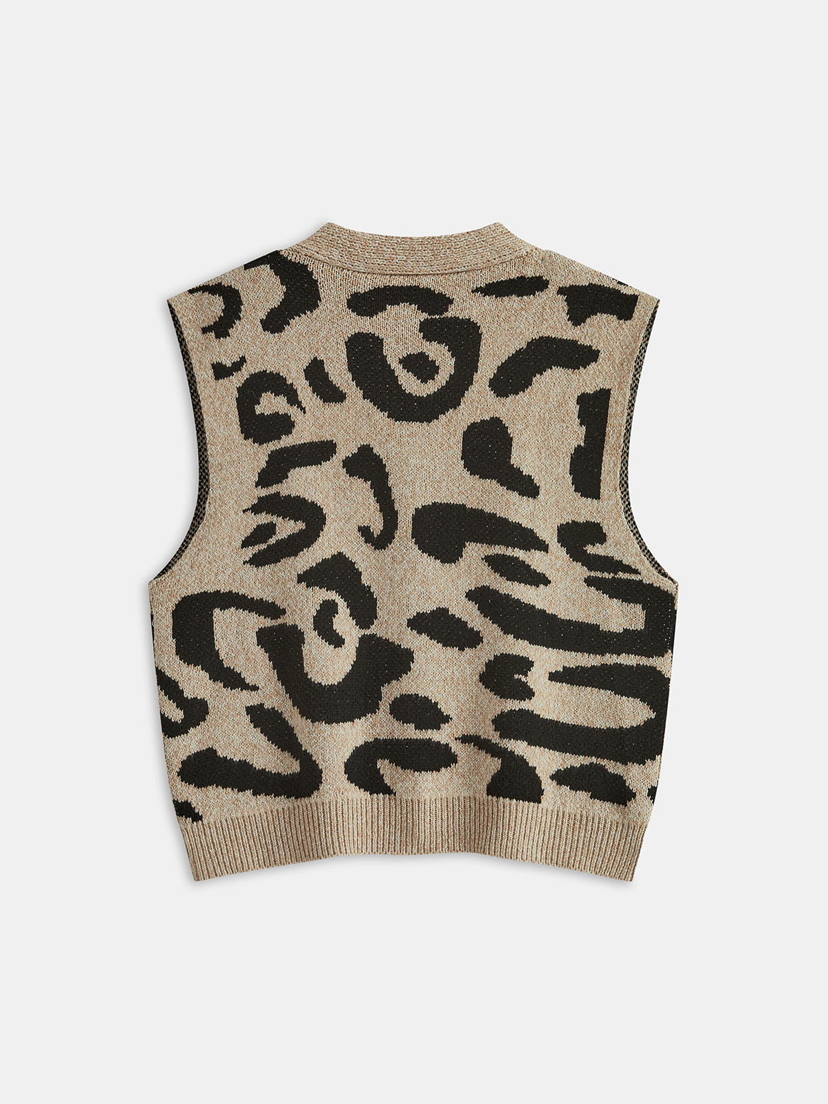 Leopard Print Wool Blend Sweater Vest for Women Casual Layering