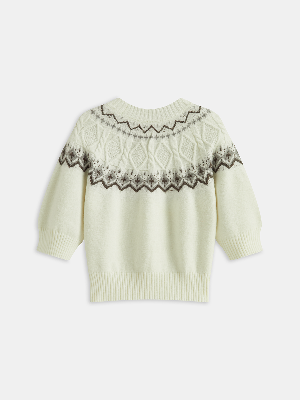 Fair Isle Pattern Short Sleeve Knit Top for Women Spring Essentials