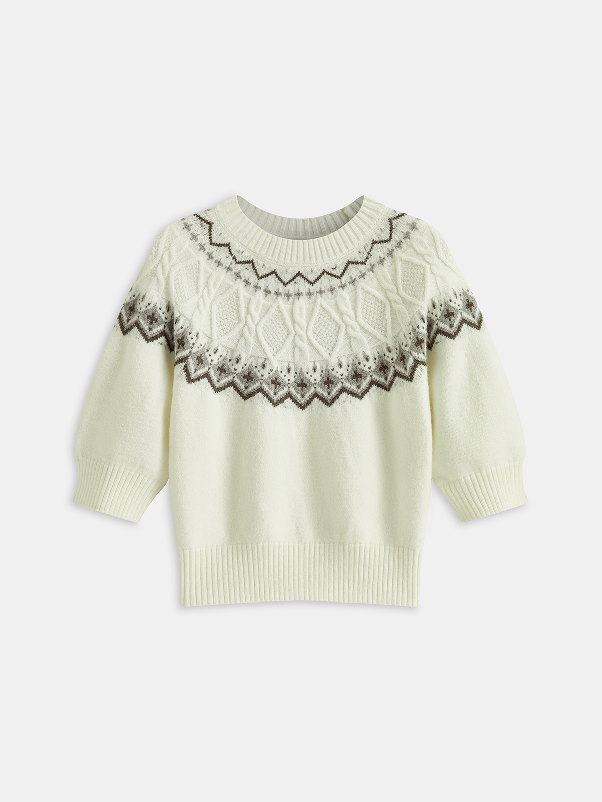 Fair Isle Pattern Short Sleeve Knit Top for Women Spring Essentials