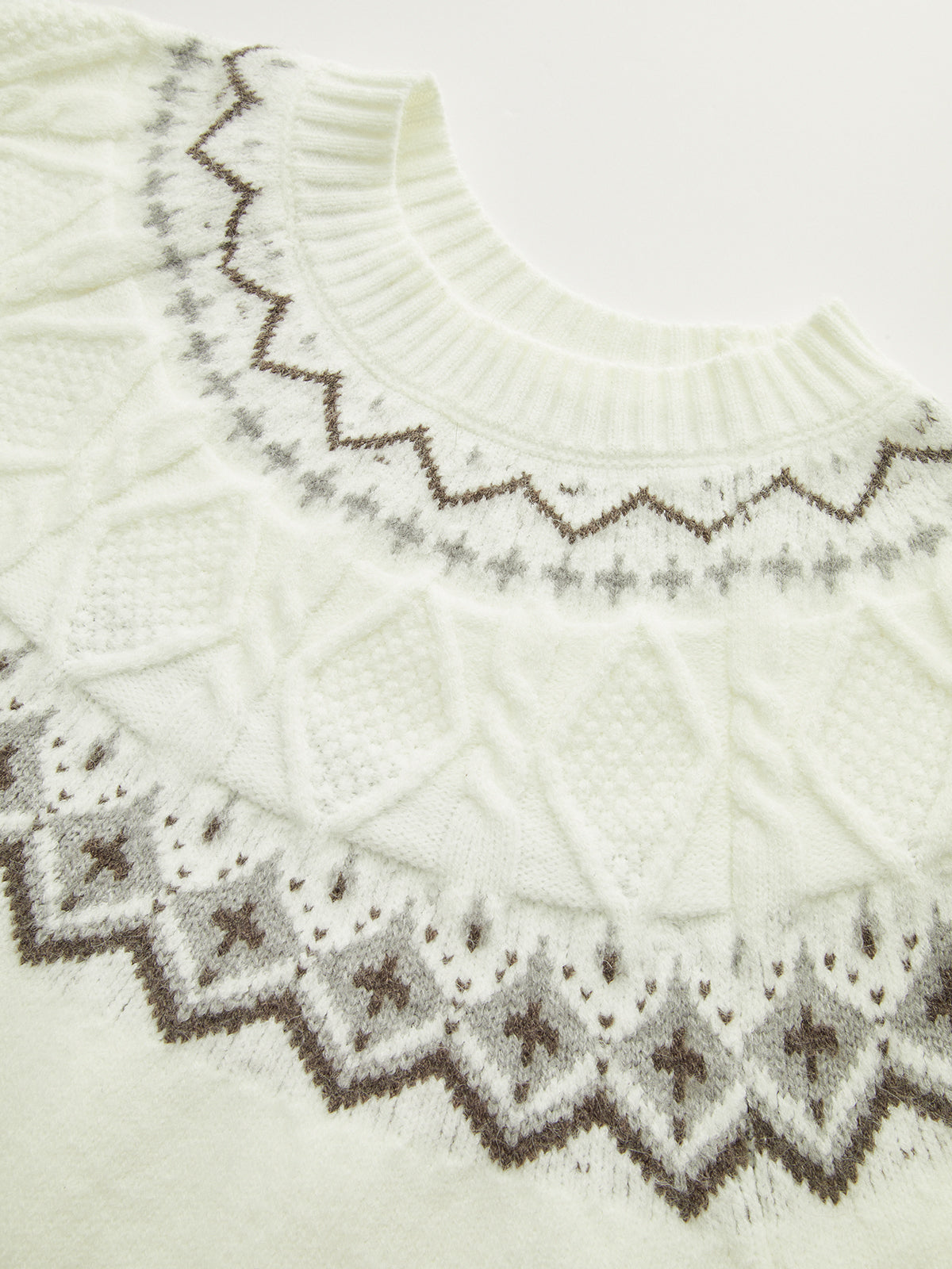 Fair Isle Pattern Short Sleeve Knit Top for Women Spring Essentials