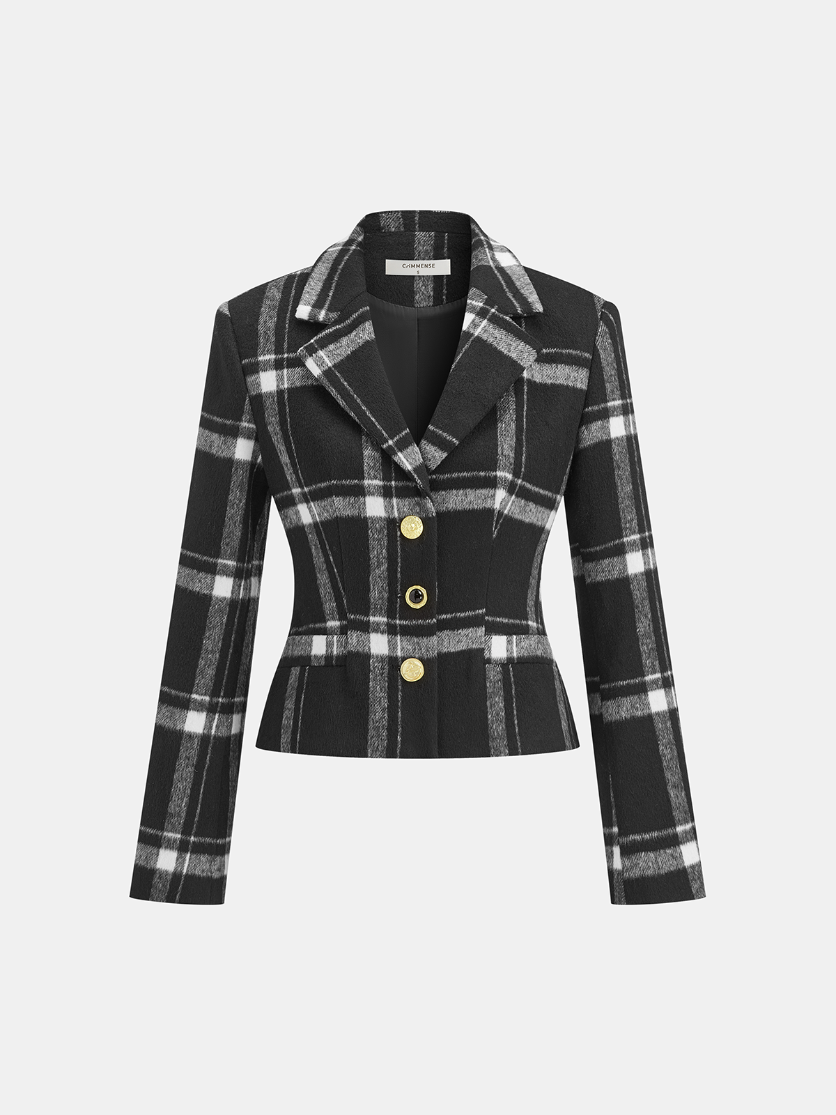 Plaid Wool Blend Blazer Classic Tailored Fit Jacket