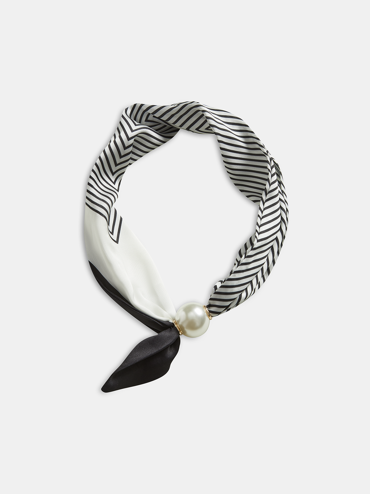 Pearl Magnetic Closure Striped Neck Scarf Lightweight Breathable Accessory