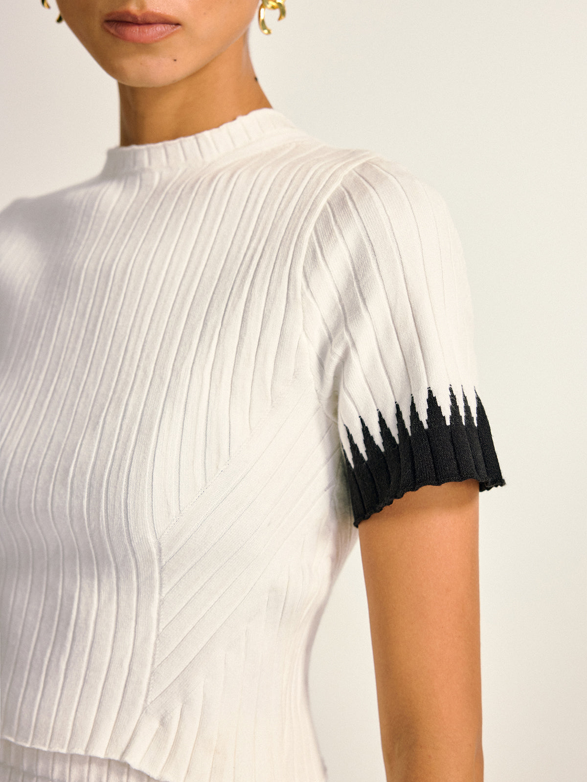Contrast Detail Knit Co-ord Set Stylish Women's Fashion Outfit