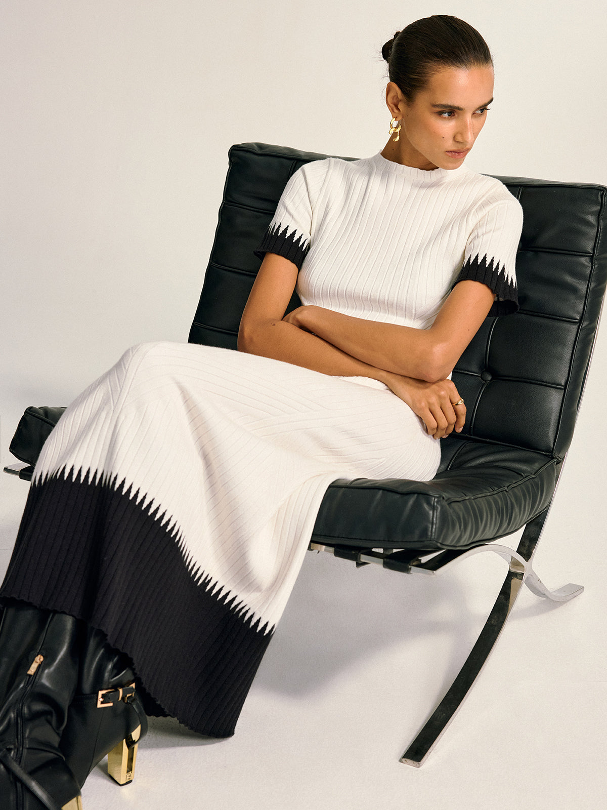Contrast Detail Knit Co-ord Set Stylish Women's Fashion Outfit
