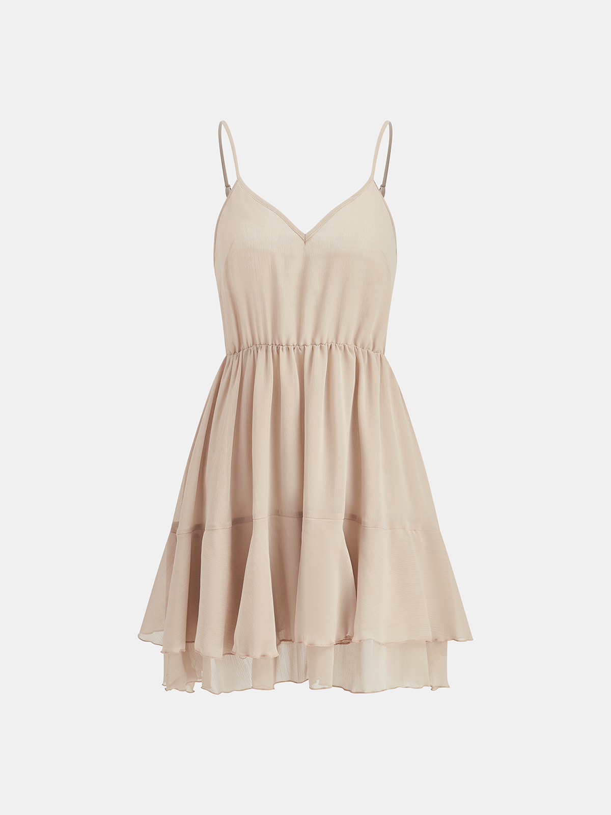 Tiered Ruffle Chiffon Mini Dress Set with Liner Women's Lightweight Fashionable