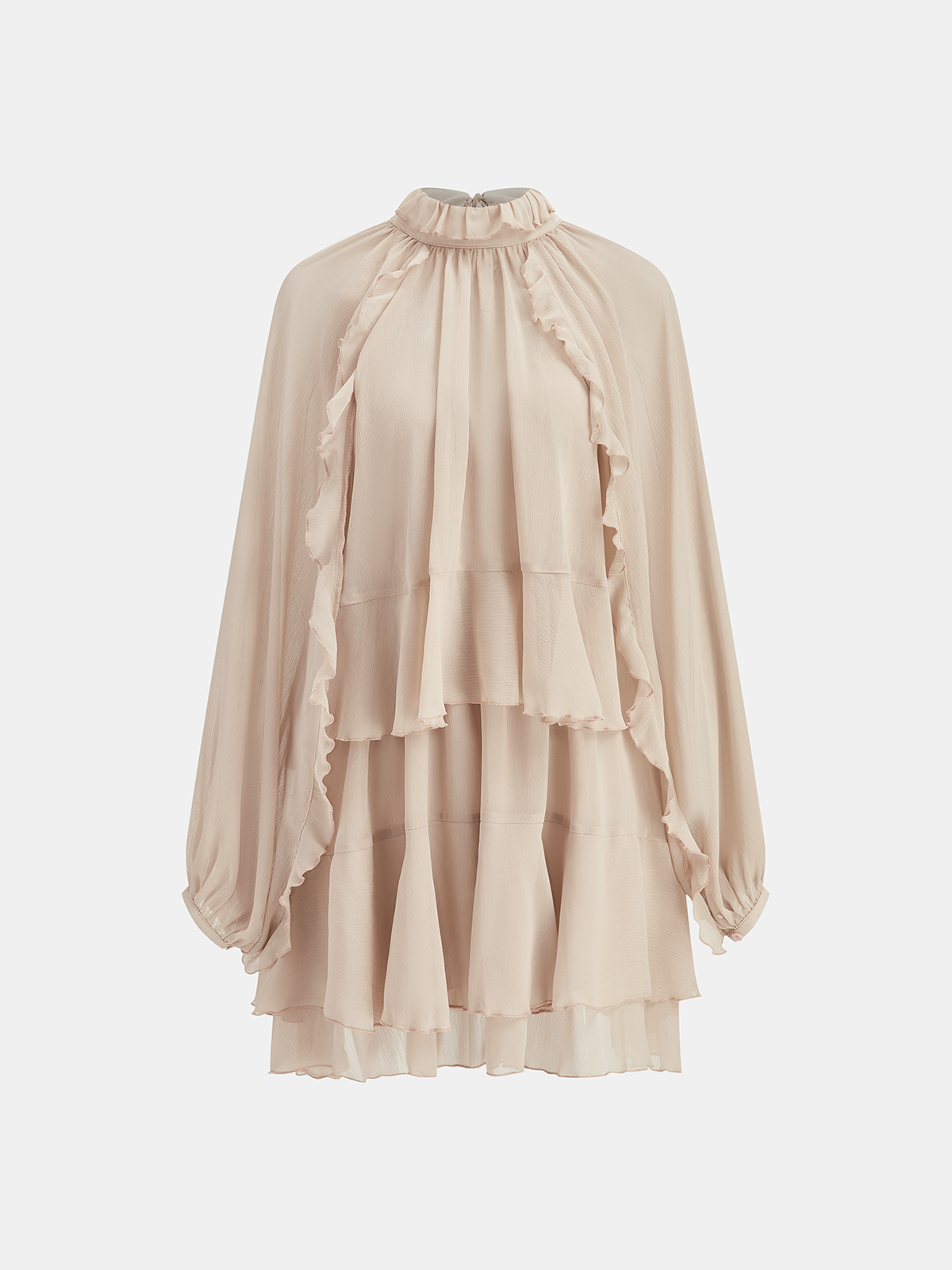 Tiered Ruffle Chiffon Mini Dress Set with Liner Women's Lightweight Fashionable