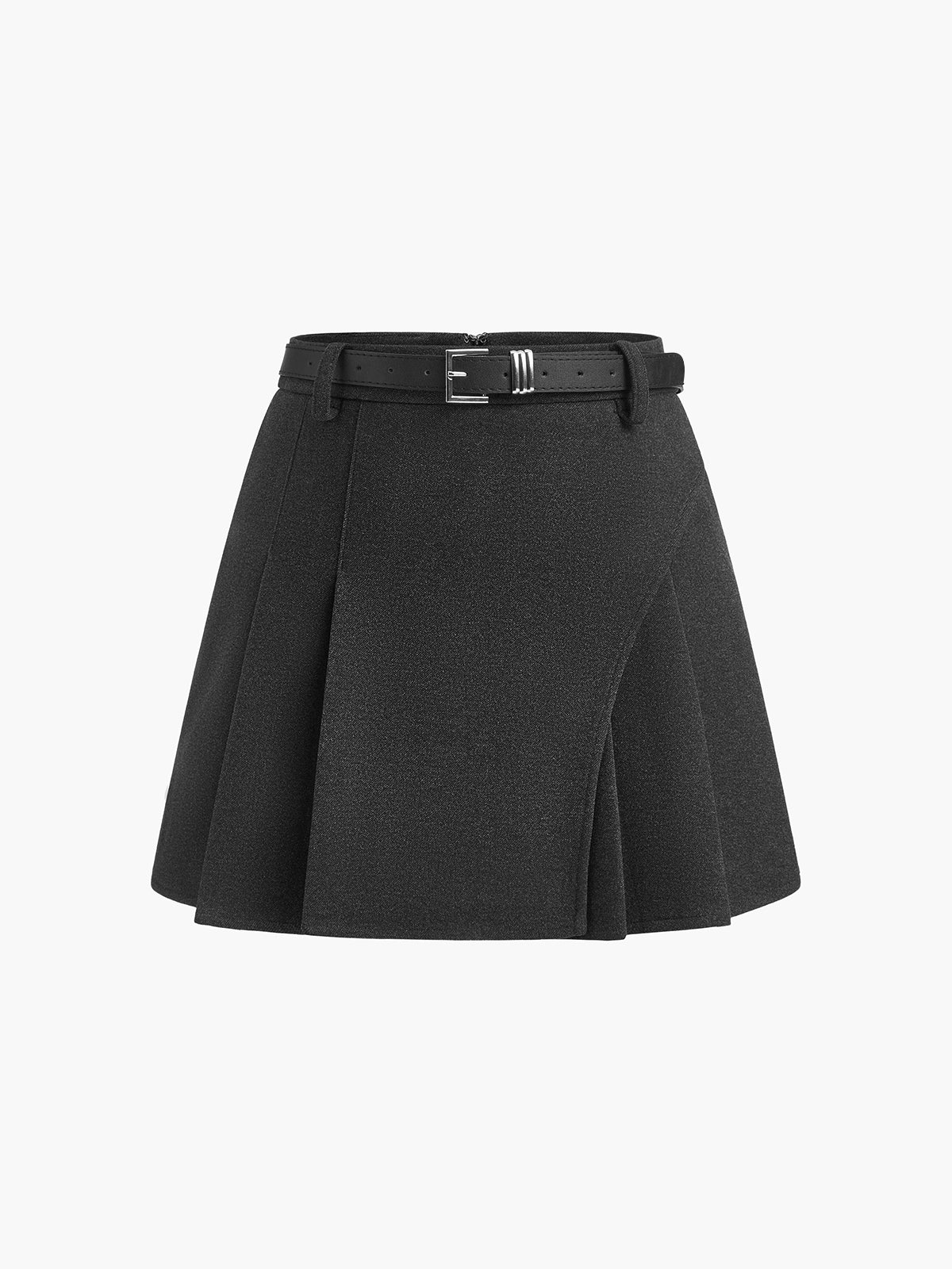 Elegant Pleated Belted Mini Skirt with High Waist Design