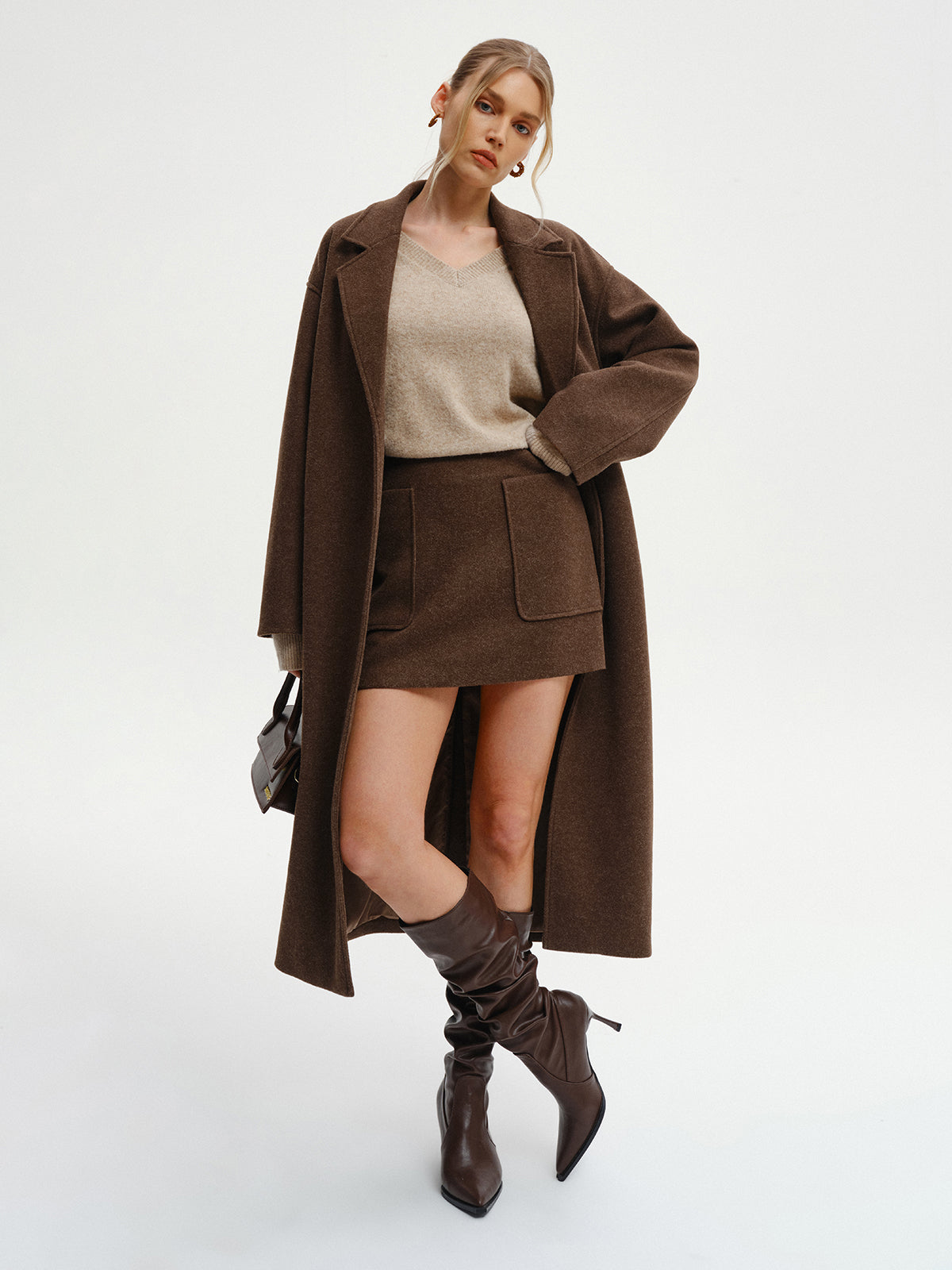 Oversized Tweed Long Coat for Women Winter Elegance