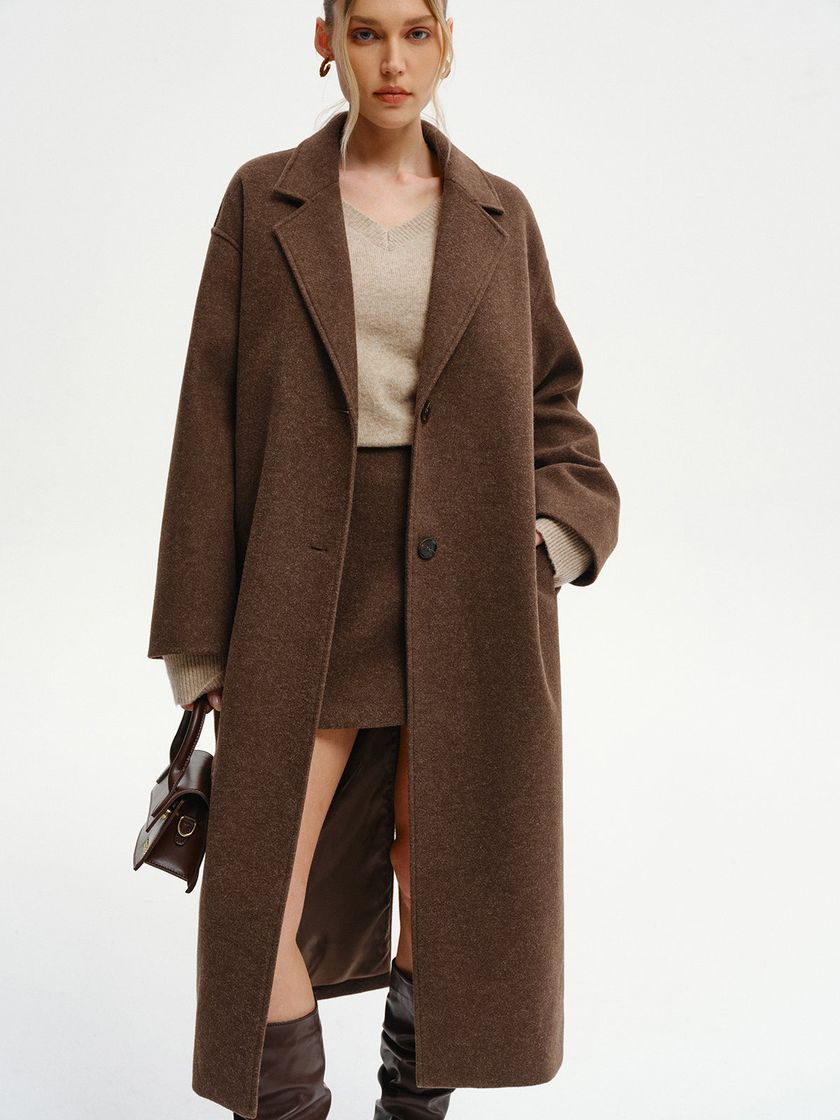 Oversized Tweed Long Coat for Women Winter Elegance