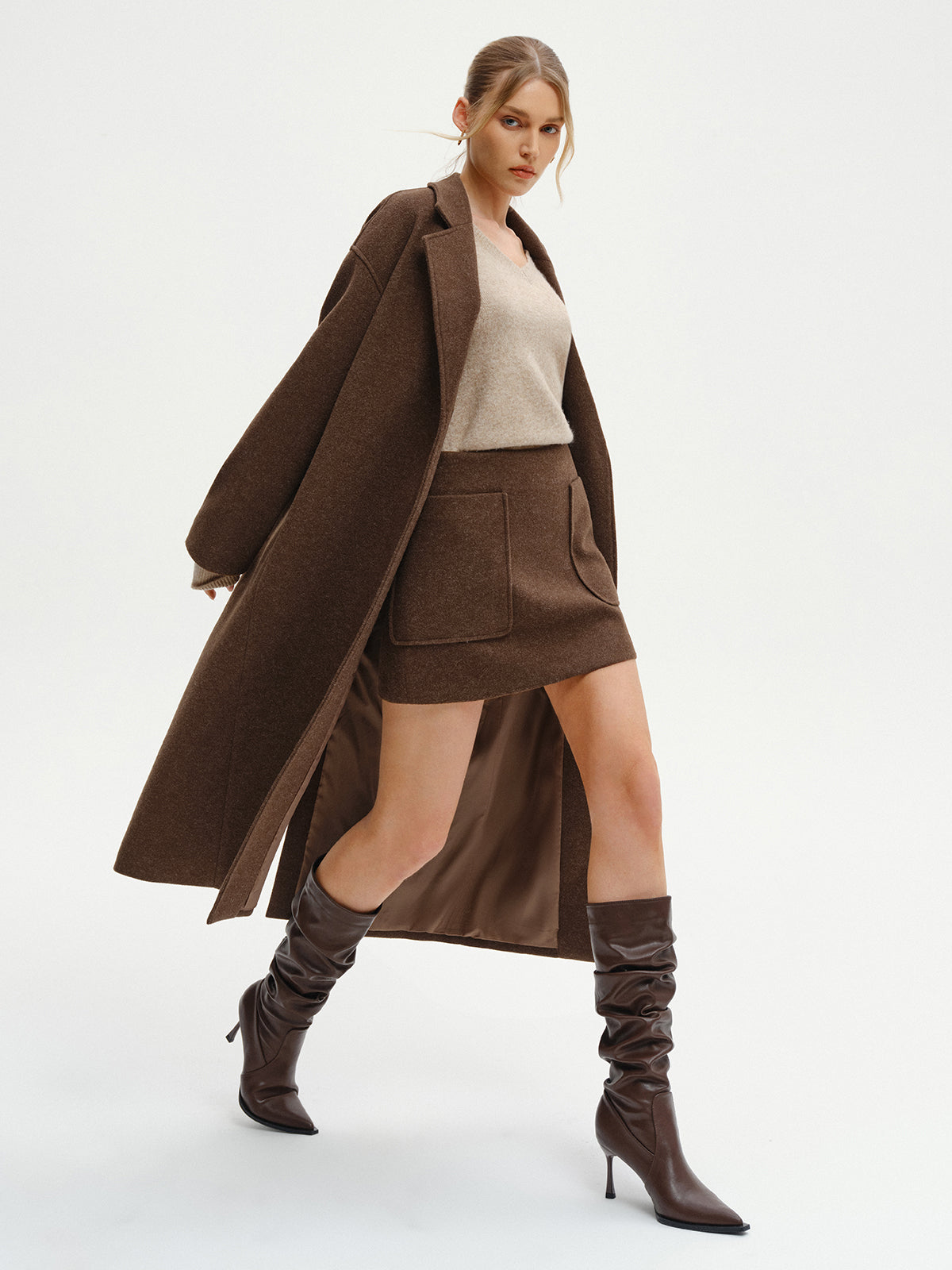 Oversized Tweed Long Coat for Women Winter Elegance
